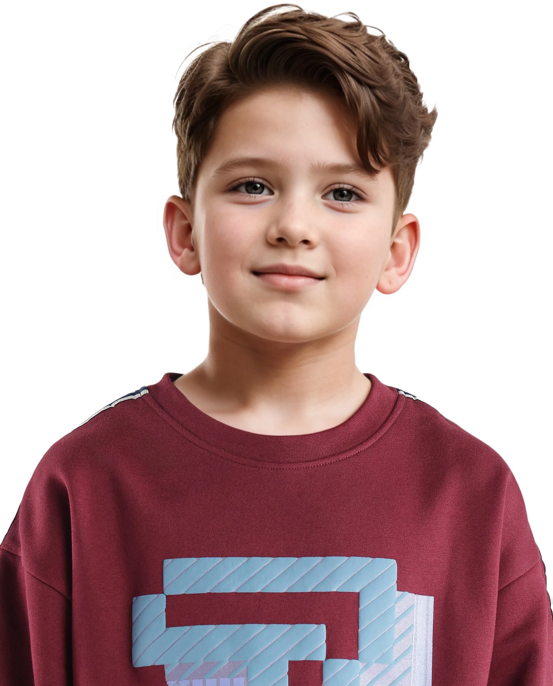 Rare Ones Kids Zet Maroon Cotton Poly Full Sleeve Puff Print Sweatshirt - Image 4