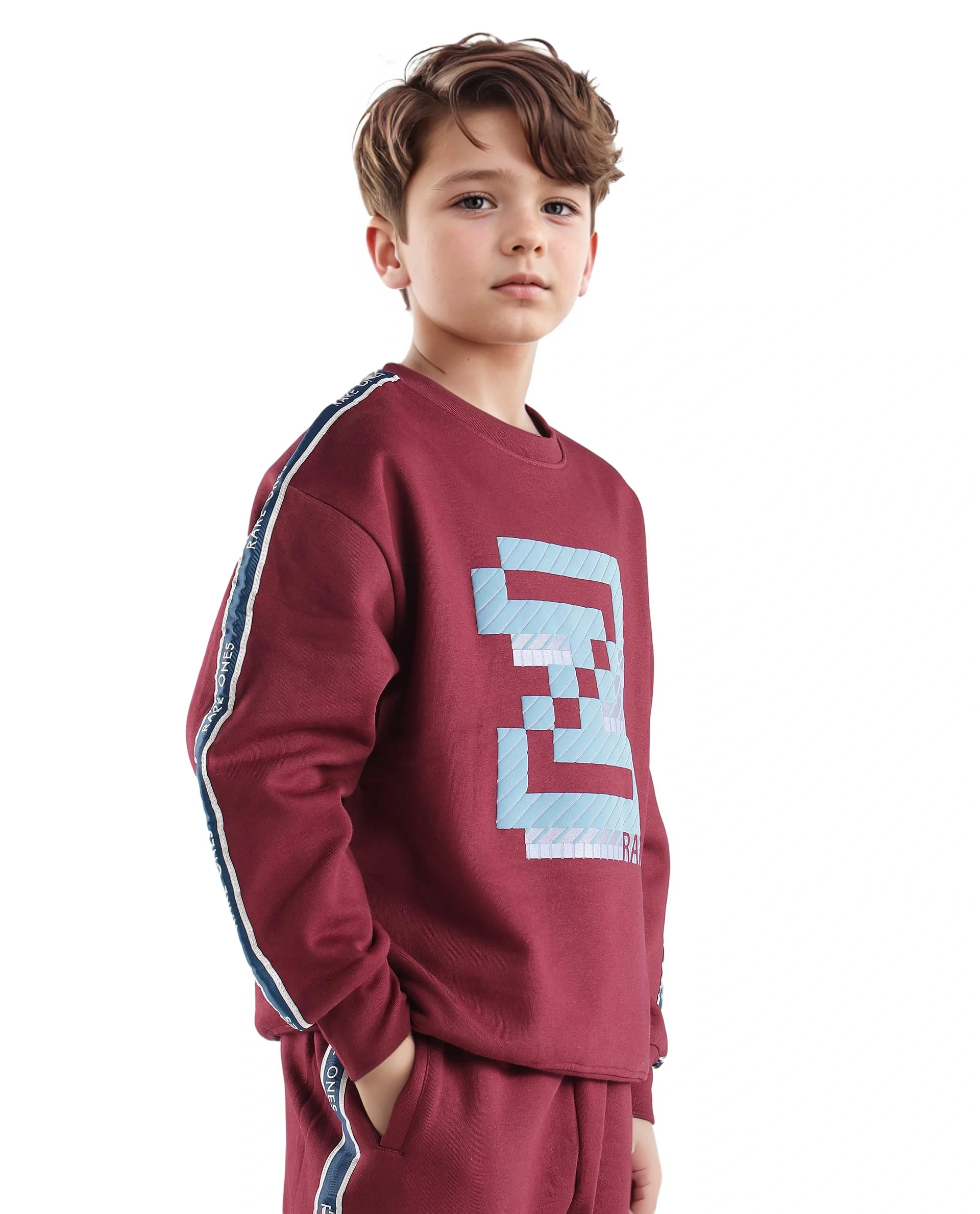 Rare Ones Kids Zet Maroon Cotton Poly Full Sleeve Puff Print Sweatshirt - Image 5