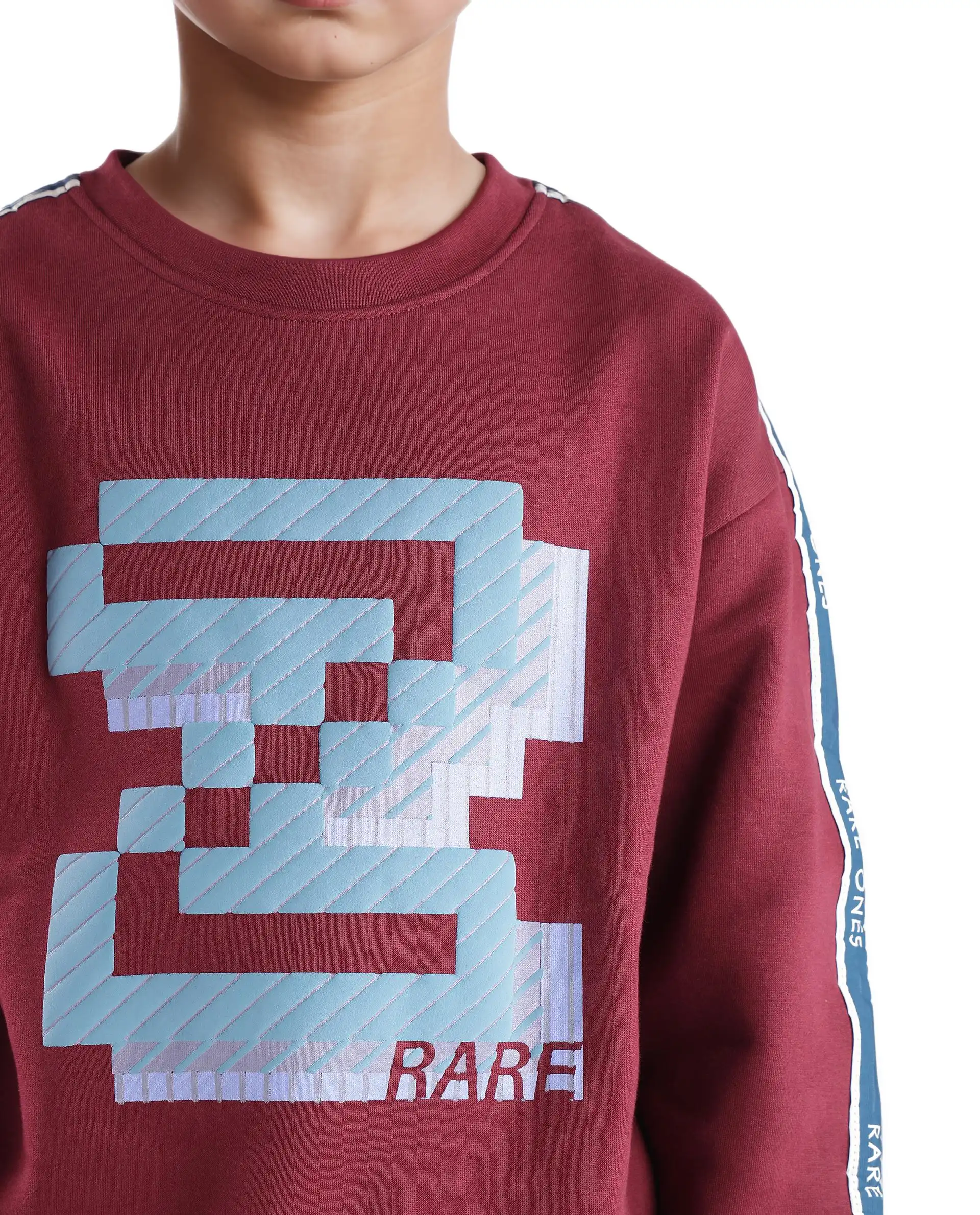 Rare Ones Kids Zet Maroon Cotton Poly Full Sleeve Puff Print Sweatshirt - Image 7
