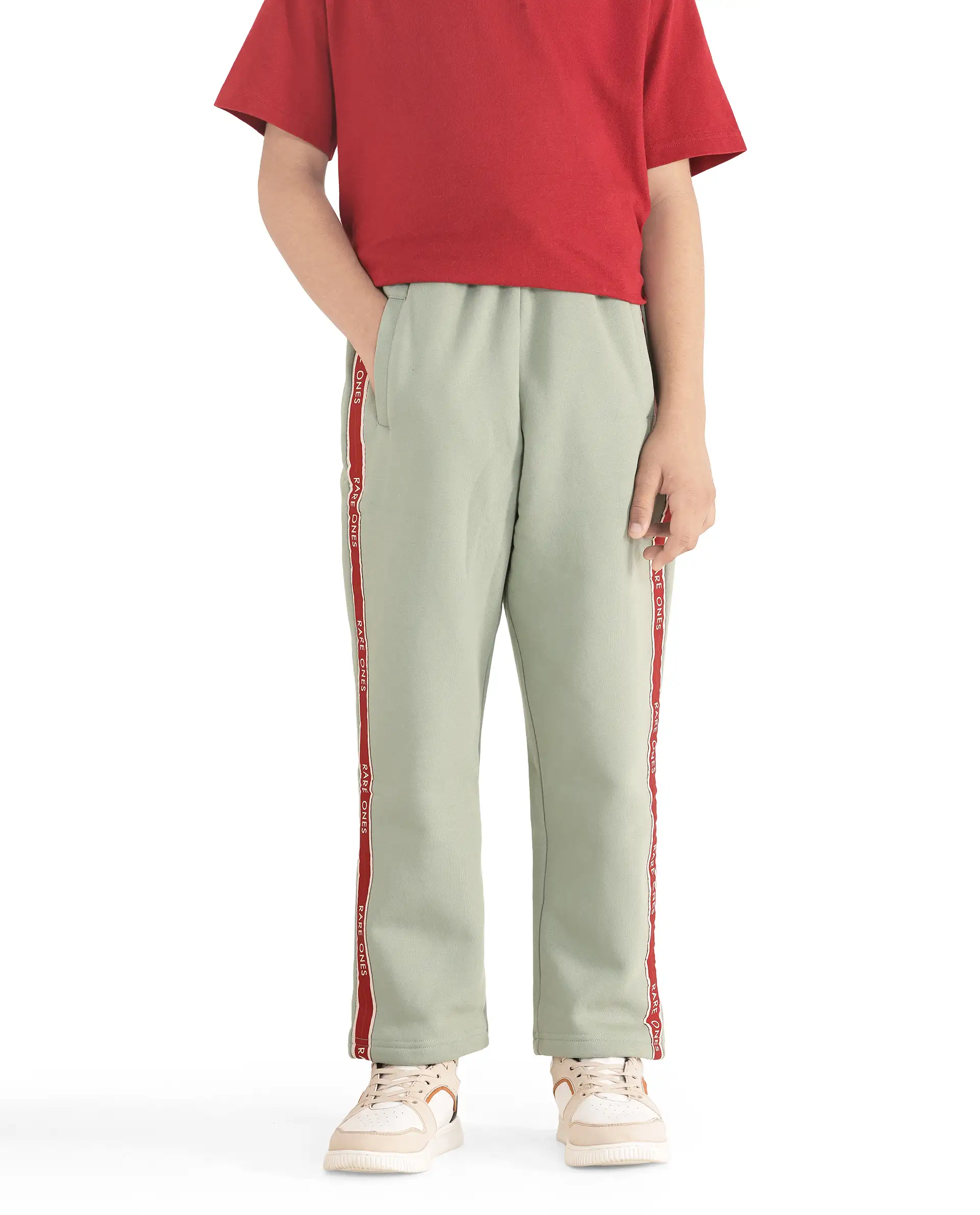 Rare Ones Kids Zeto Dusky Green Cotton Poly Applique Drawstring Closure Trackpant - Image 8