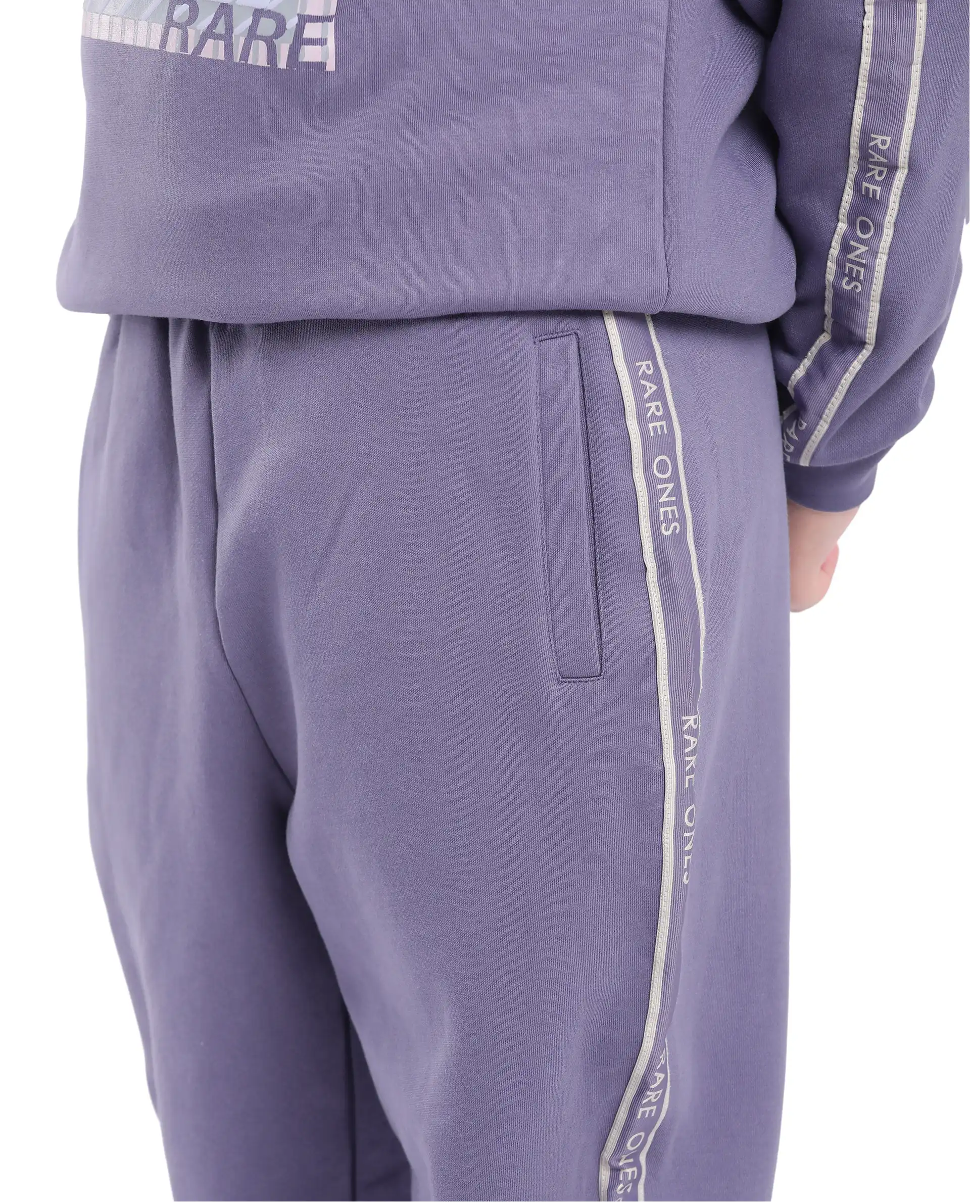 Rare Ones Kids Zeto Light Purple Cotton Poly Applique Drawstring Closure Trackpant - Image 5