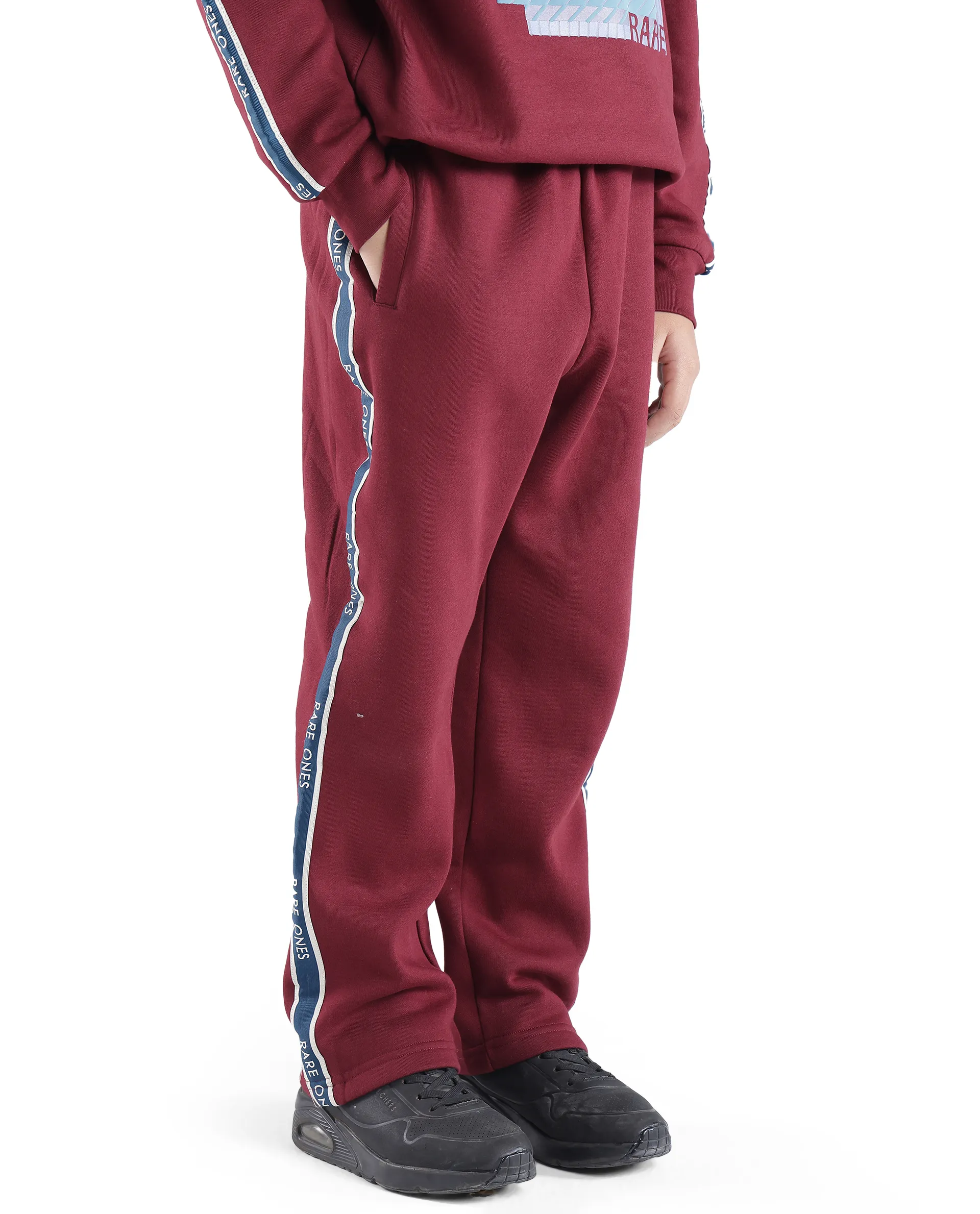 Rare Ones Kids Zeto Maroon Cotton Poly Applique Drawstring Closure Trackpant - Image 3