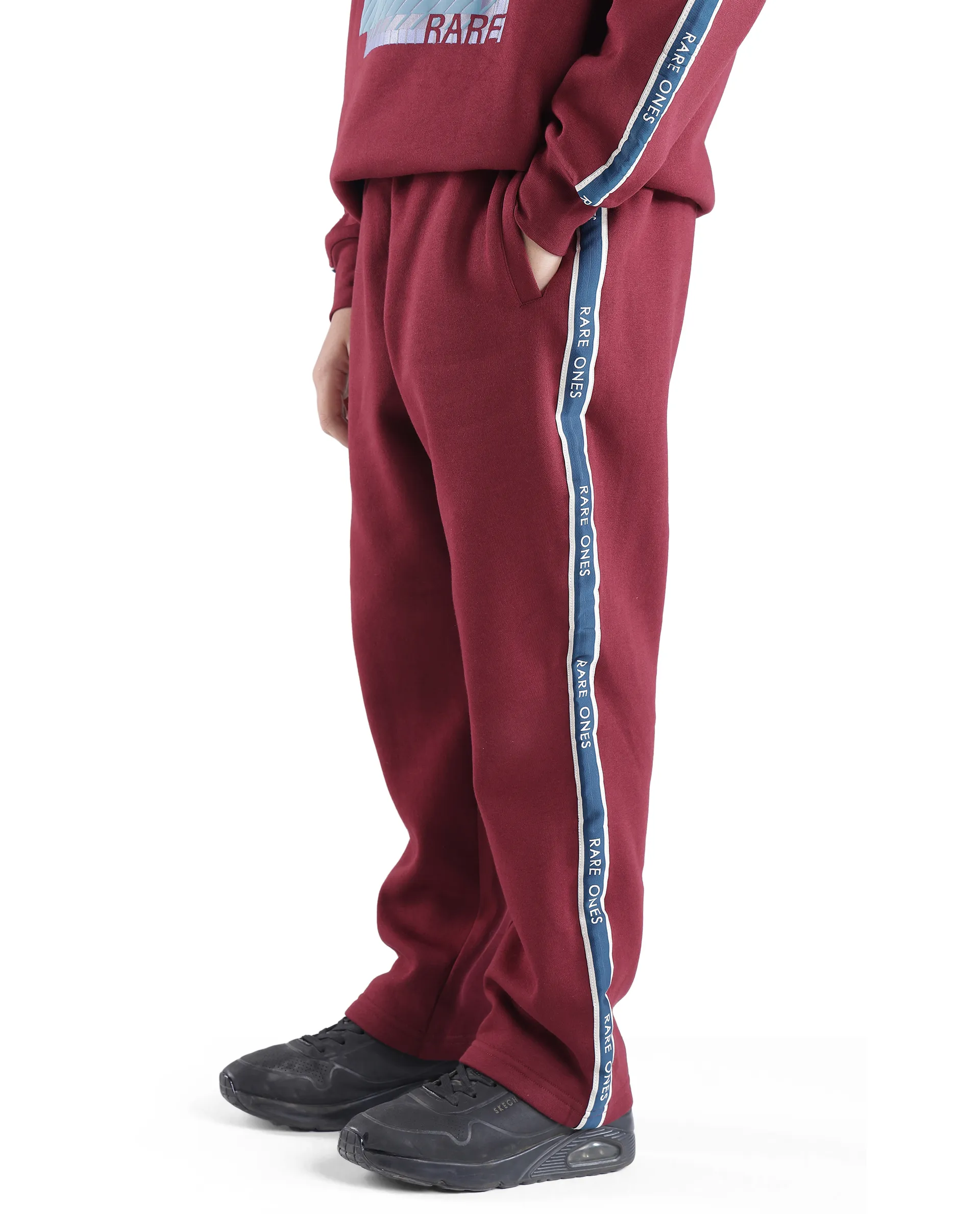 Rare Ones Kids Zeto Maroon Cotton Poly Applique Drawstring Closure Trackpant - Image 4