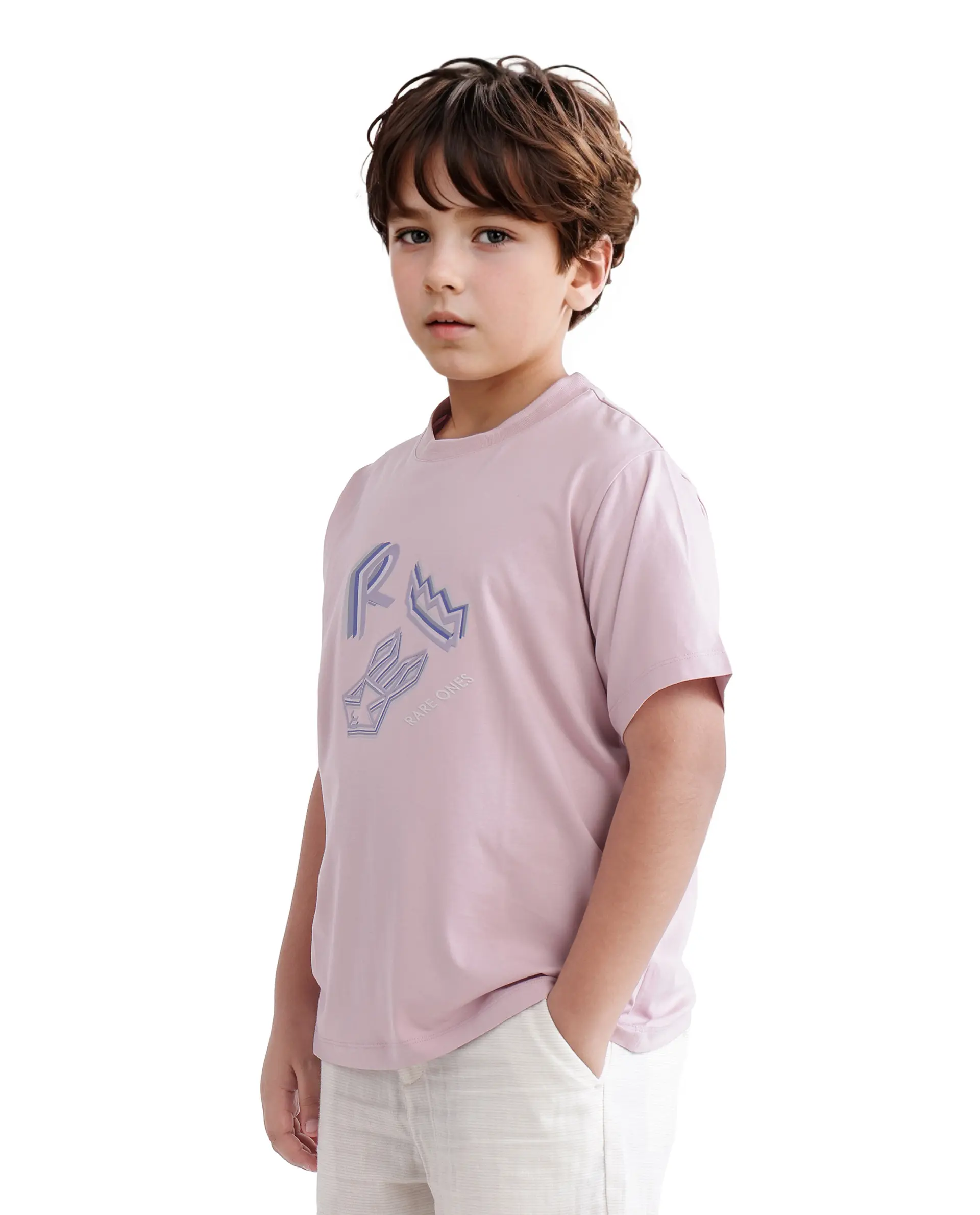 Rare Ones Kids Zeus Dusky Pink Cotton Blend Short Sleeve Crew Neck Print T-Shirt - Image 5