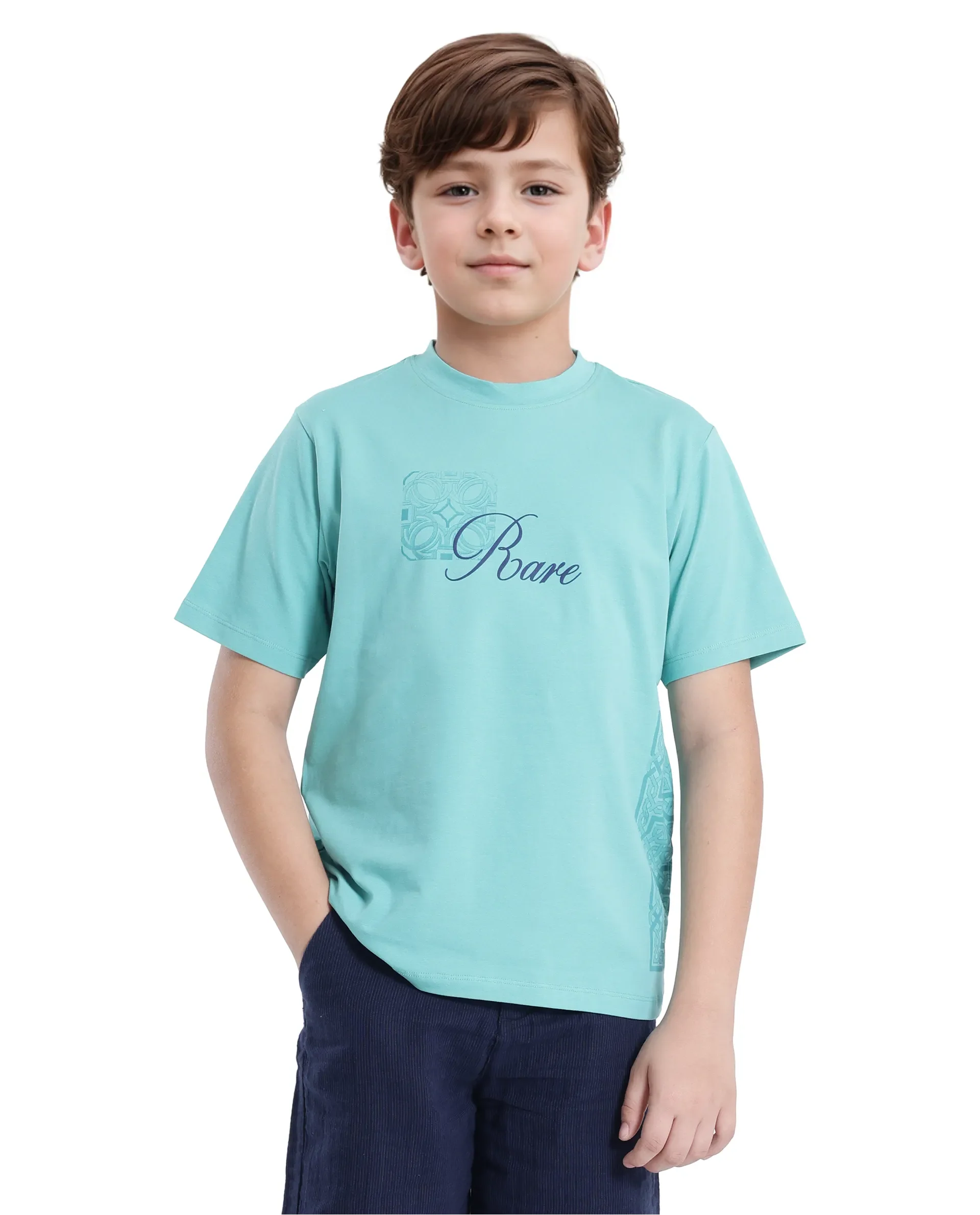 Rare Ones Kids Zilos Light Green Cotton Short Sleeve Crew Neck Print T-Shirt - Image 2