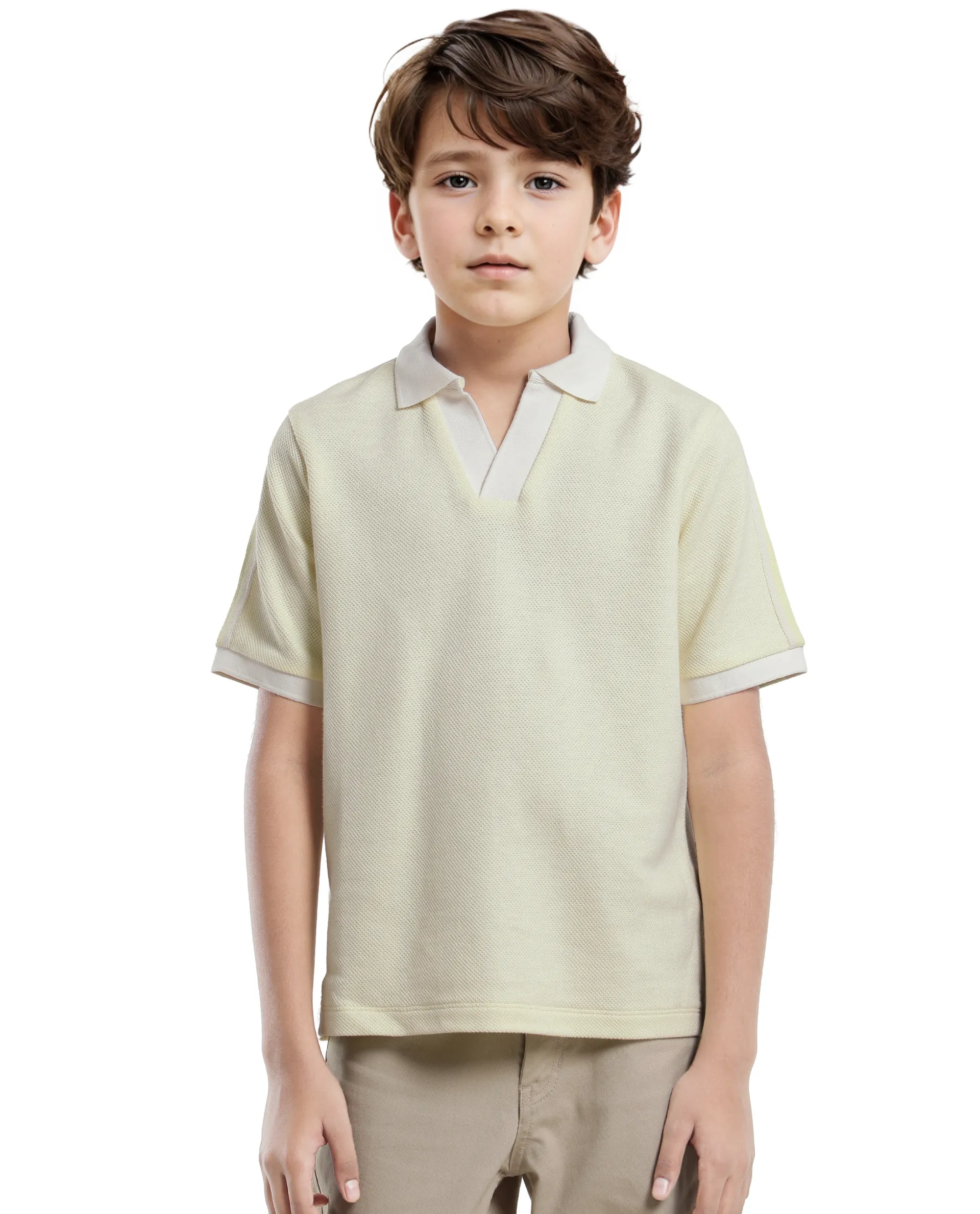 Rare Ones Kids Zolt Pastel Green Cotton Blend Polo Collar Solid Polo - Image 3