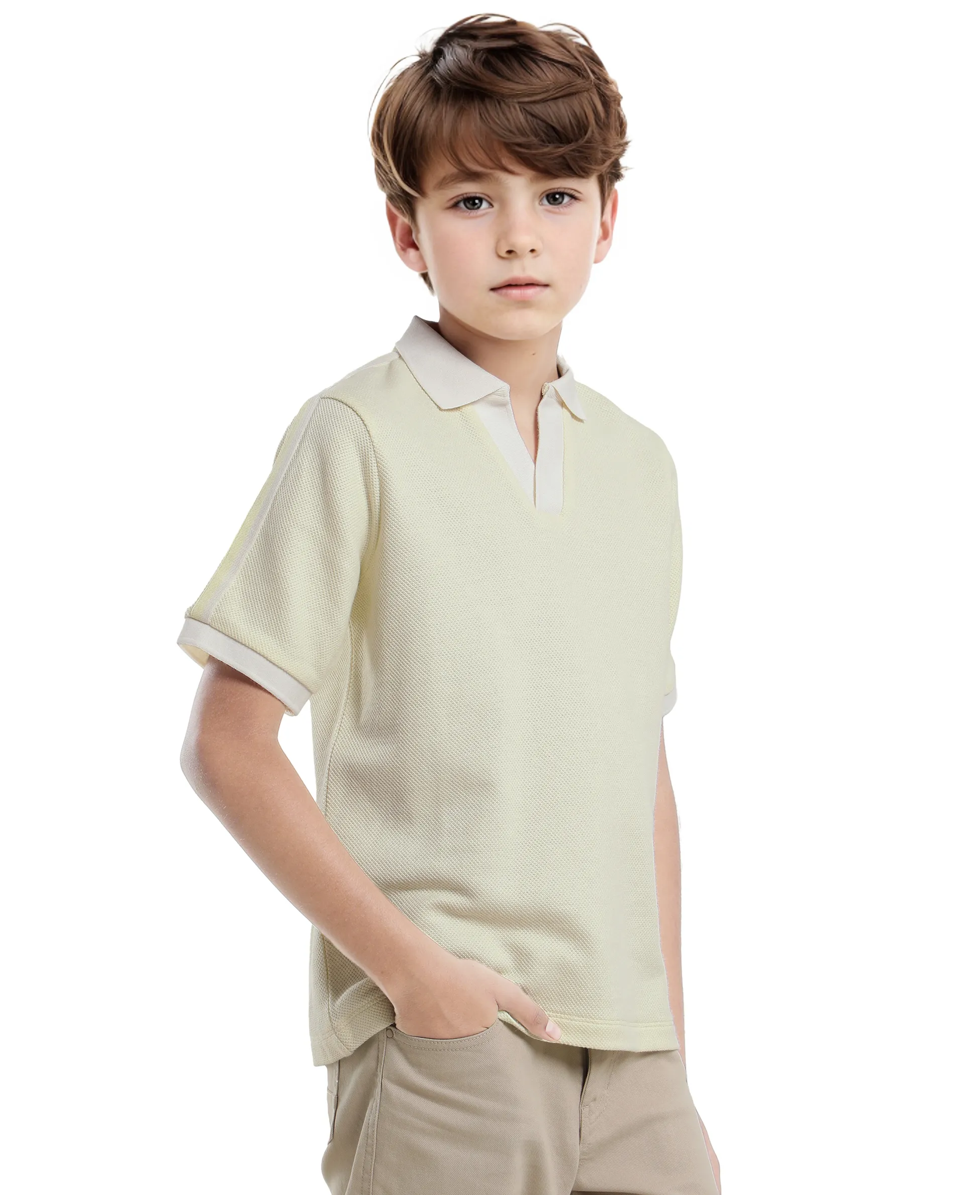 Rare Ones Kids Zolt Pastel Green Cotton Blend Polo Collar Solid Polo - Image 6
