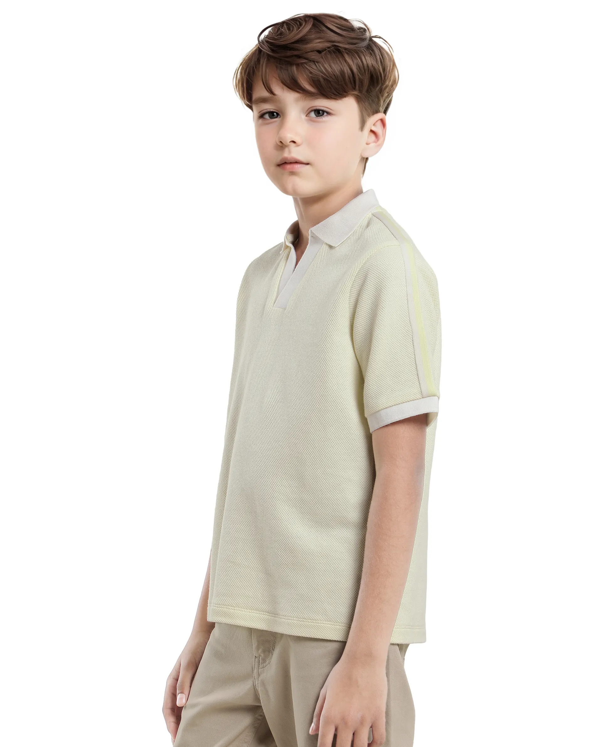 Rare Ones Kids Zolt Pastel Green Cotton Blend Polo Collar Solid Polo - Image 7