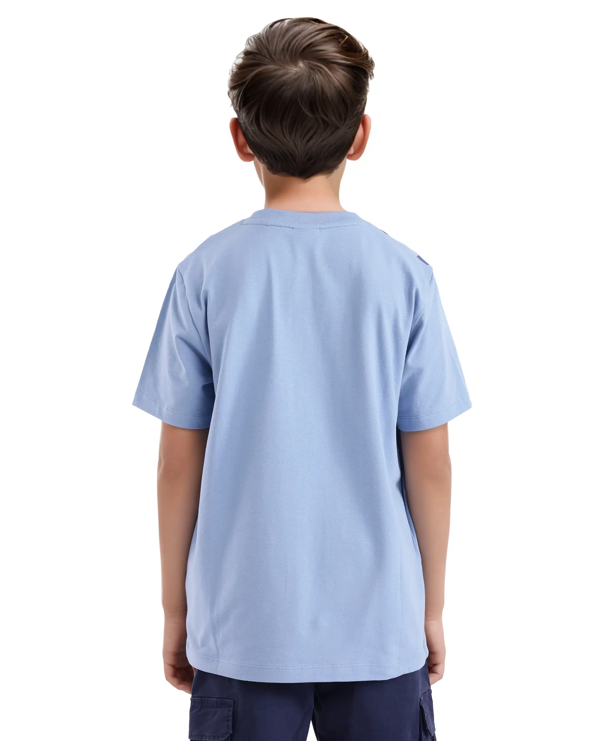 Rare Ones Kids Zon Dusky Blue Cotton Blend Short Sleeve Crew Neck Pigment Print T-Shirt - Image 7