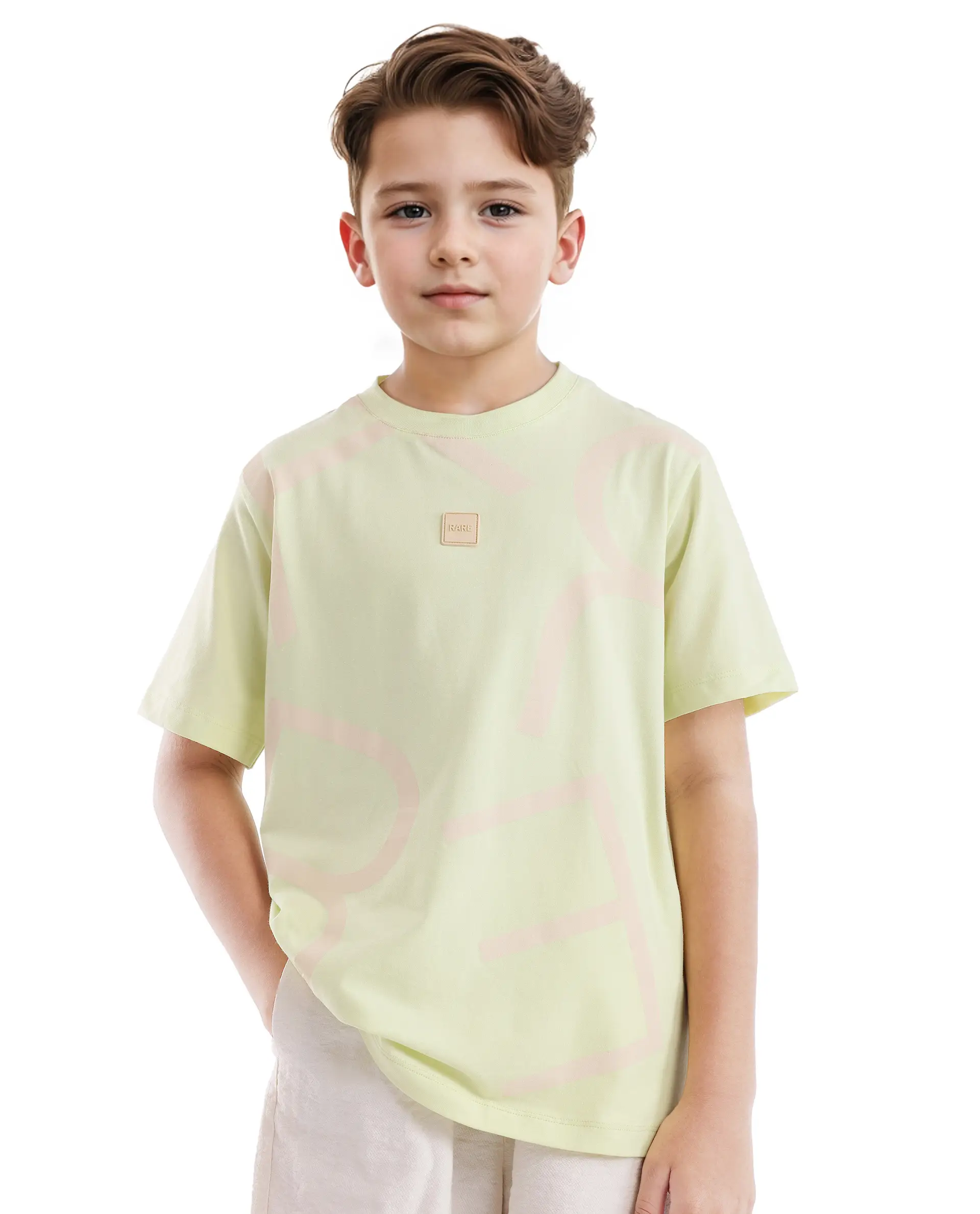 Rare Ones Kids Zon Flouroscent Green Cotton Blend Short Sleeve Crew Neck Pigment Print T-Shirt