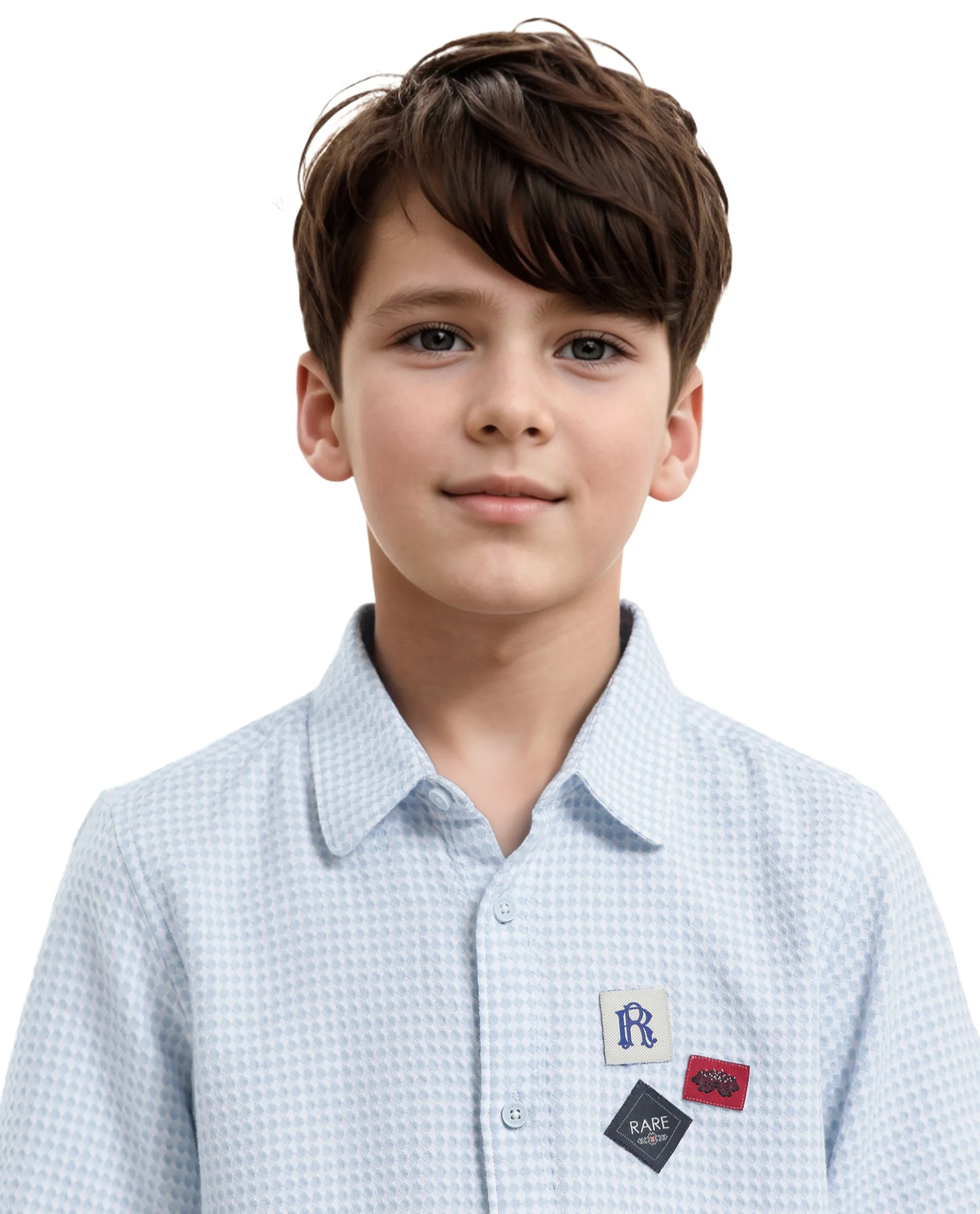 Rare Ones Kids Zygo Light Blue Cotton Half Sleeve Button Solid Regular Fit Shirt - Image 3
