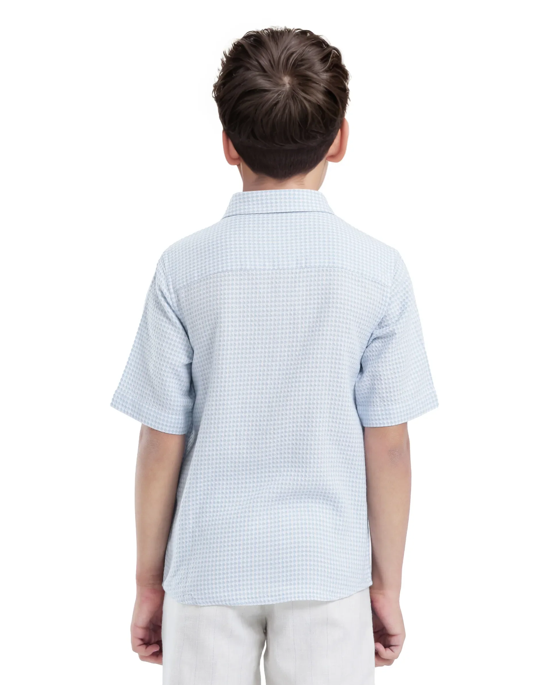 Rare Ones Kids Zygo Light Blue Cotton Half Sleeve Button Solid Regular Fit Shirt - Image 8