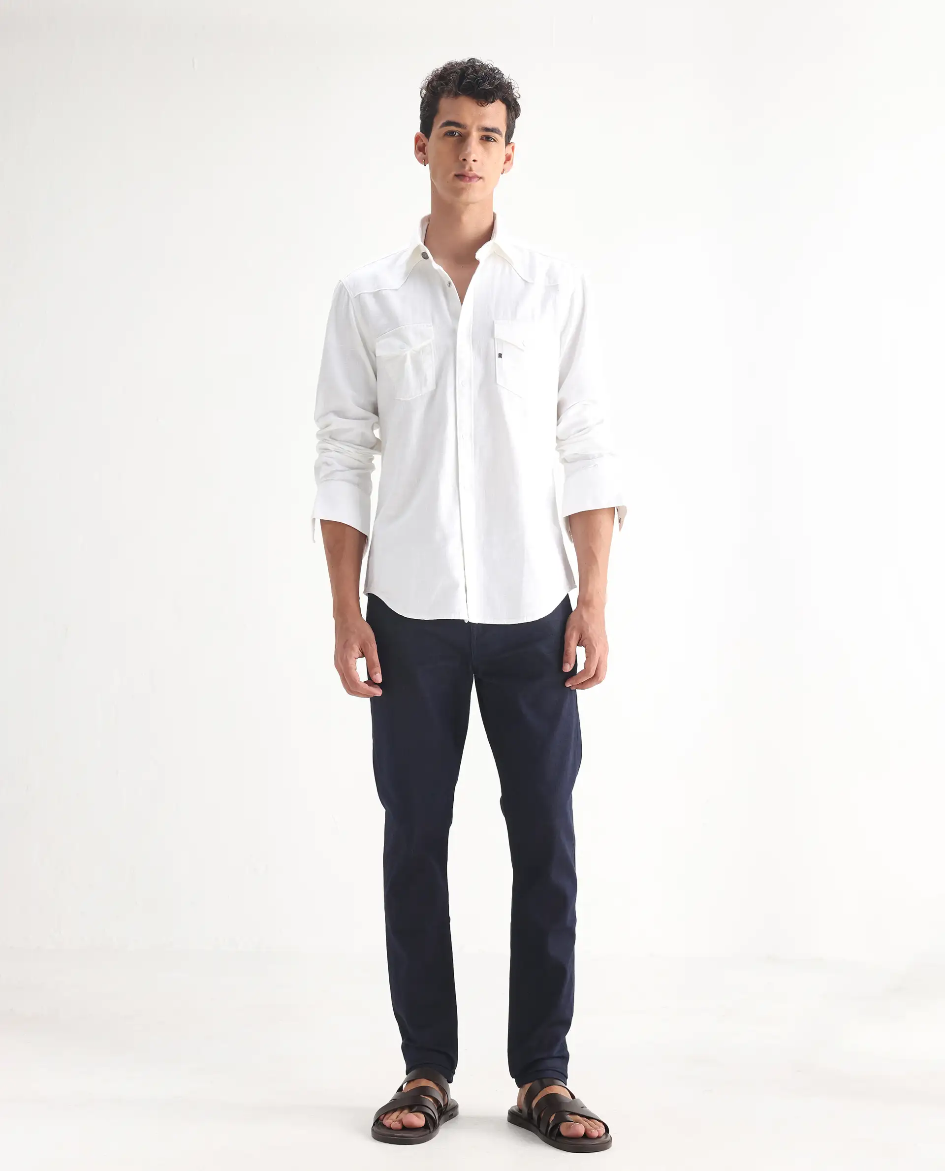 Rare Rabbit Men's Kiel Navy Cotton Plain Morris Regular Fit Jeans - Image 3
