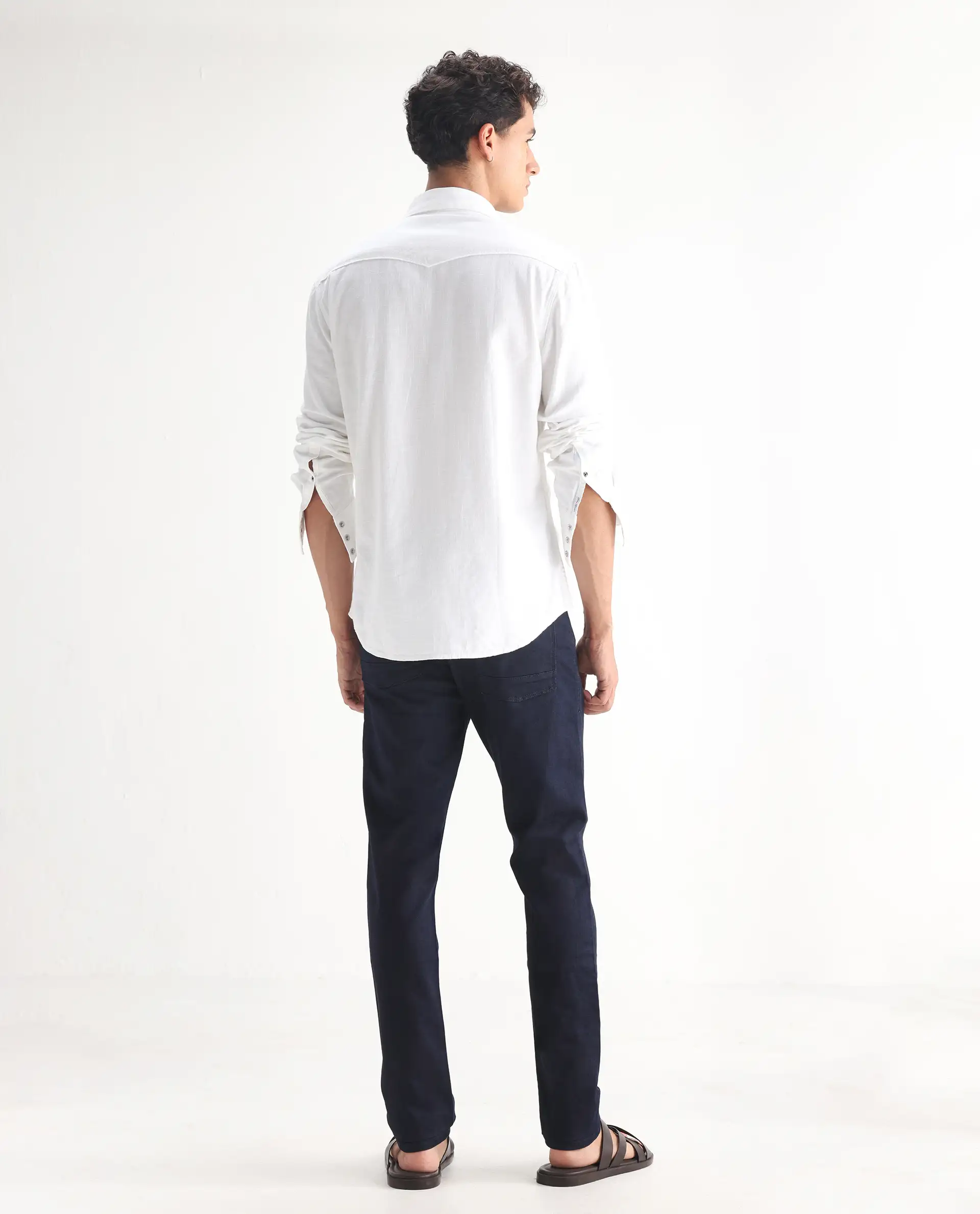 Rare Rabbit Men's Kiel Navy Cotton Plain Morris Regular Fit Jeans - Image 9