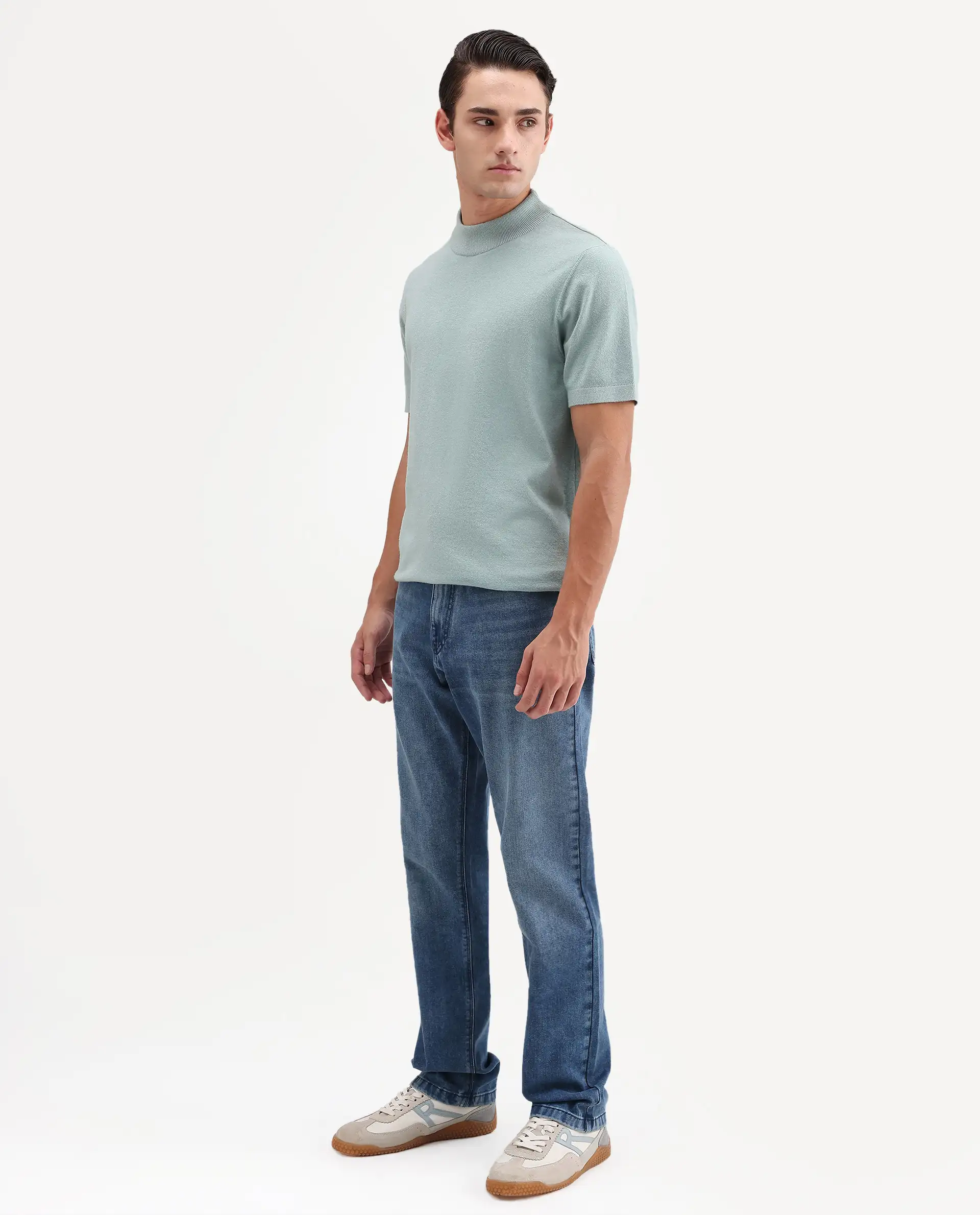 Rare Rabbit Men's Kien Blue Cotton Blend Fabric Shank And Zipper Morris Regular Plain Jeans - Image 6