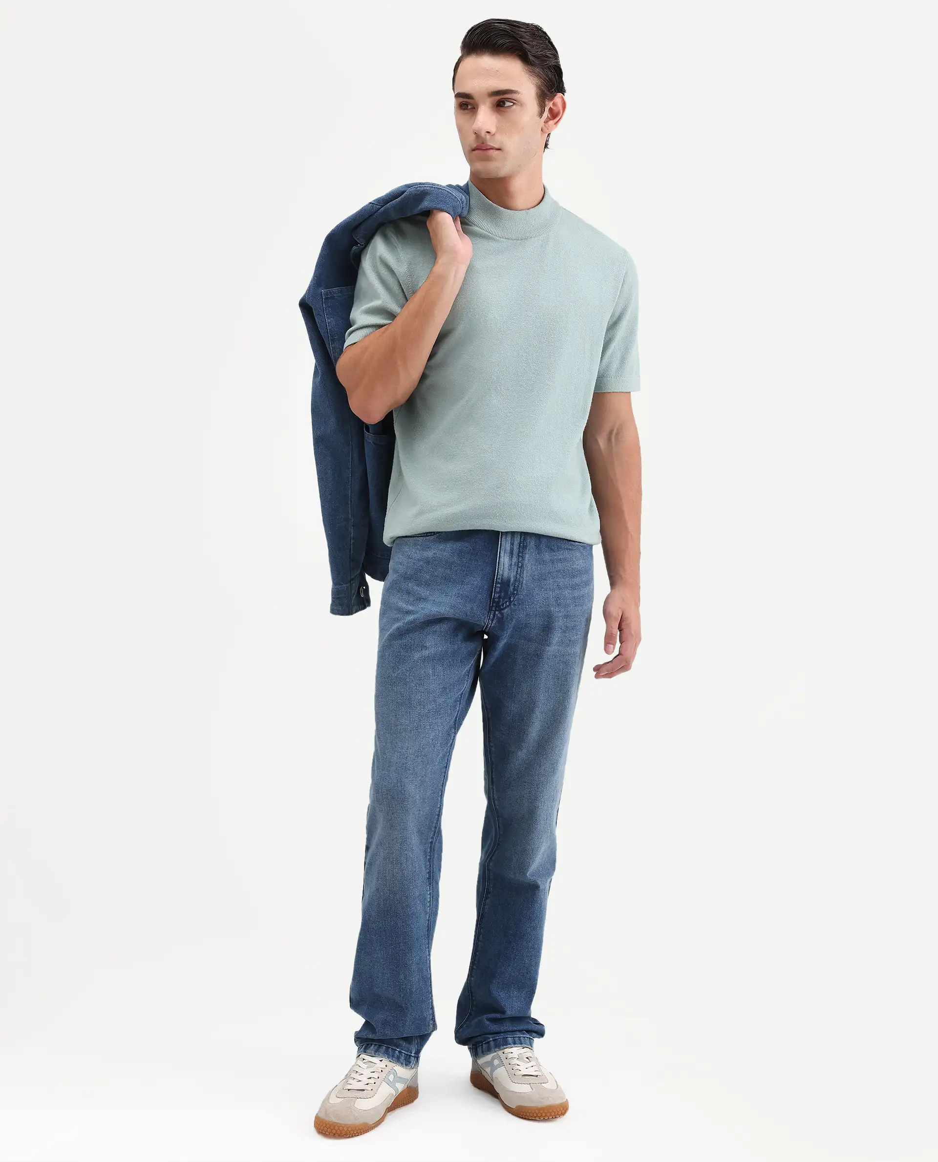 Rare Rabbit Men's Kien Blue Cotton Blend Fabric Shank And Zipper Morris Regular Plain Jeans - Image 7