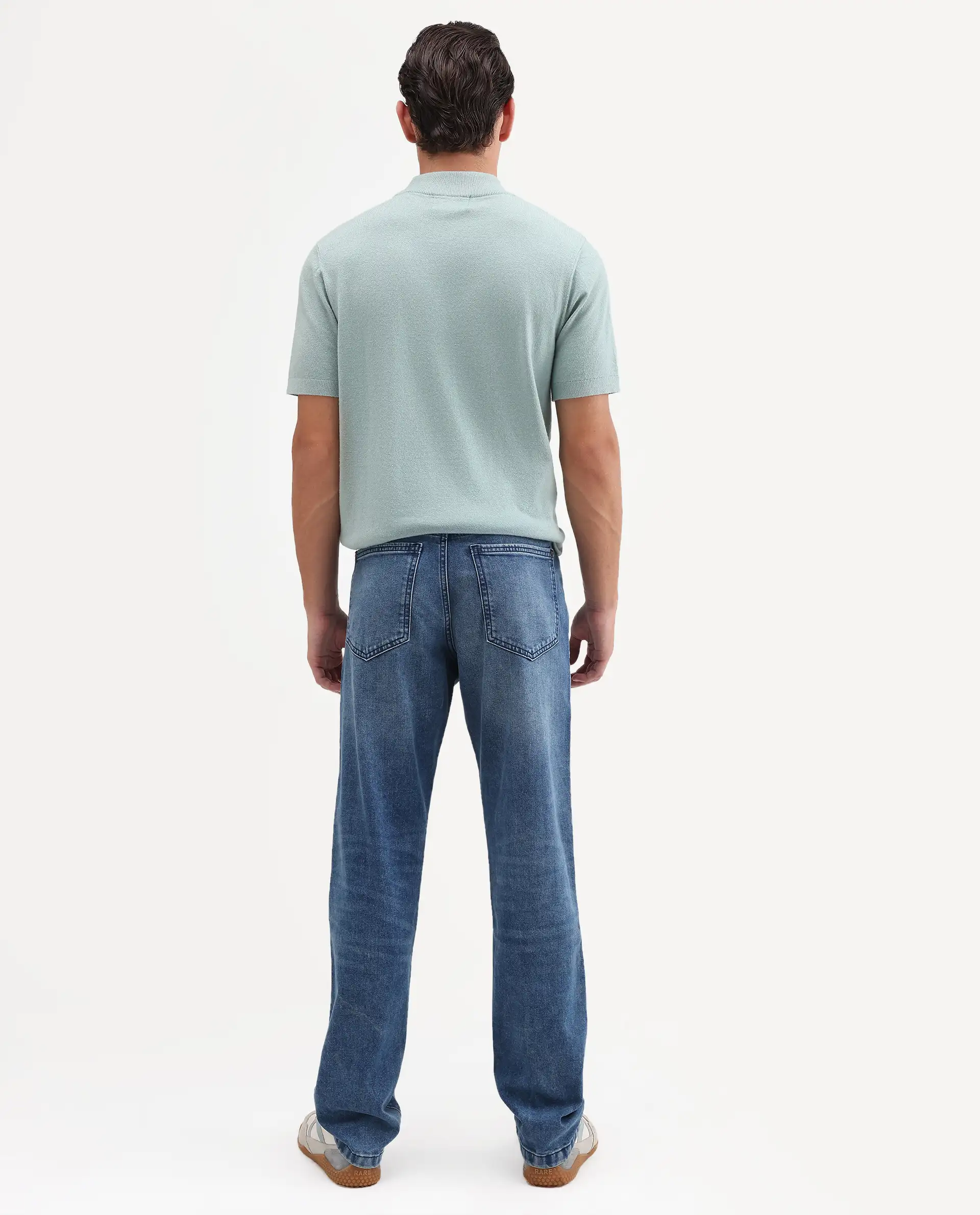 Rare Rabbit Men's Kien Blue Cotton Blend Fabric Shank And Zipper Morris Regular Plain Jeans - Image 8