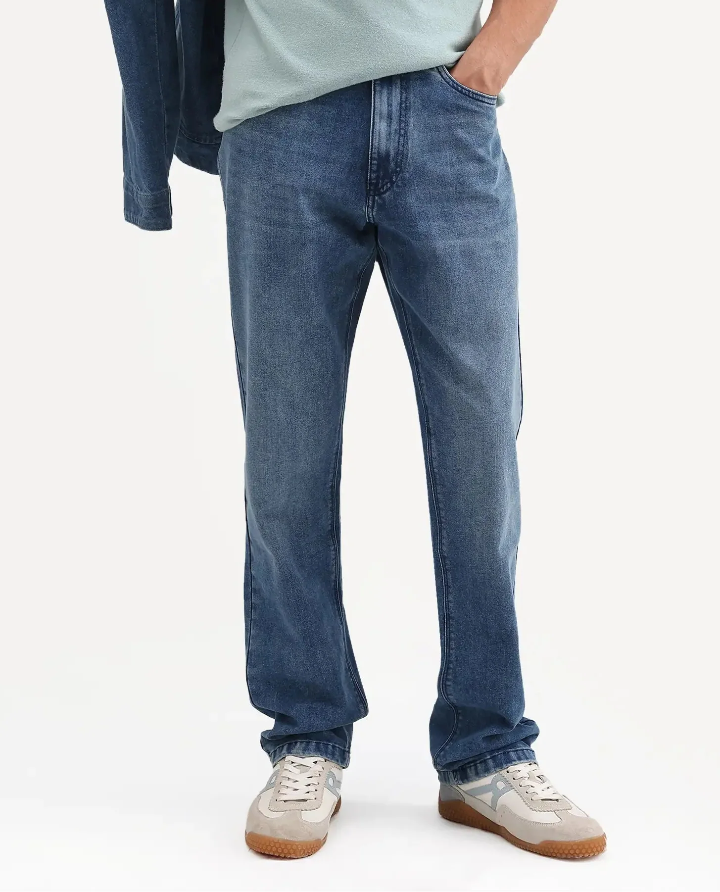 Rare Rabbit Men's Kien Blue Cotton Blend Fabric Shank And Zipper Morris Regular Plain Jeans - Image 9