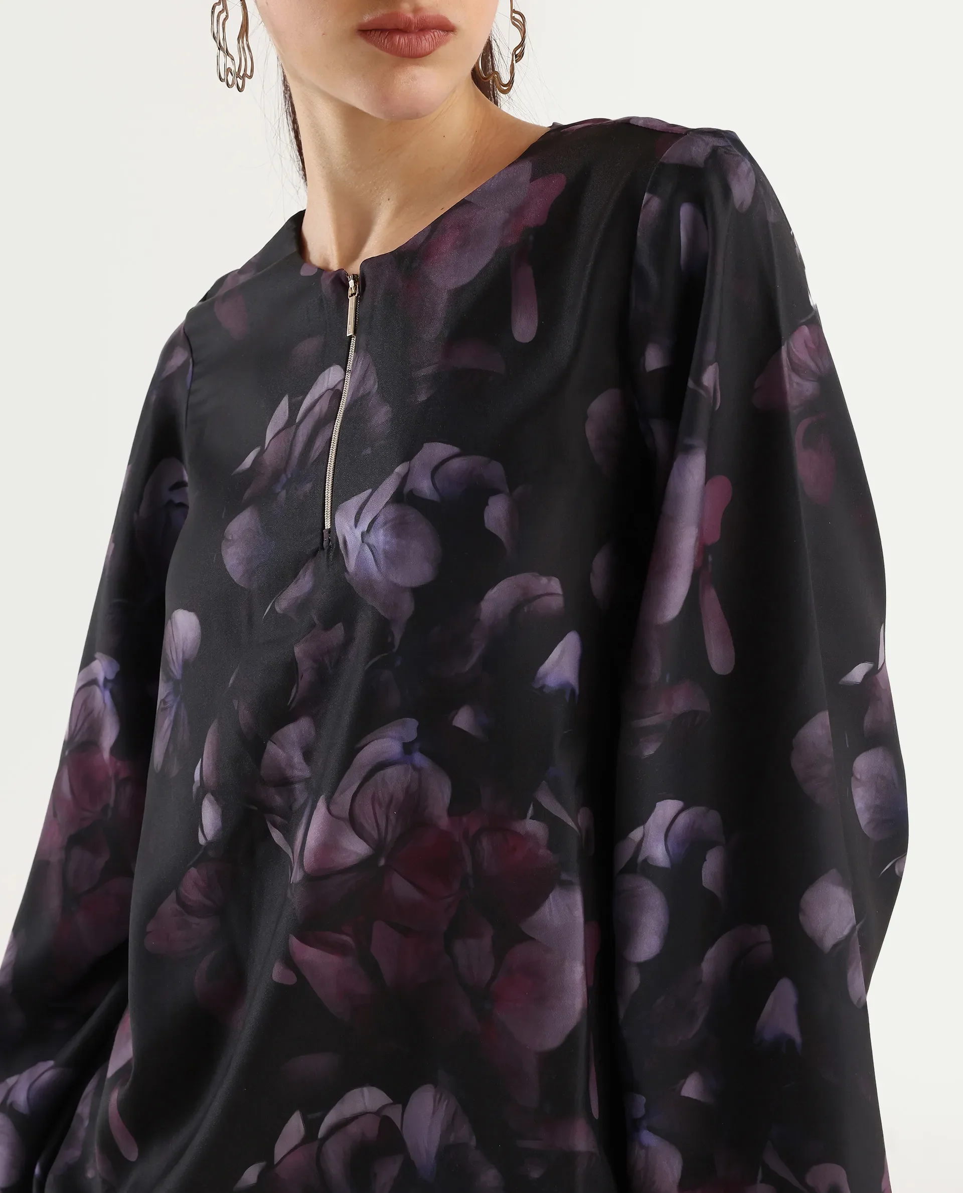 Rareism Women's Kiko Multi Polyester Crew Neck Floral Print Volume Sleeve Regular Fit Top - Image 4