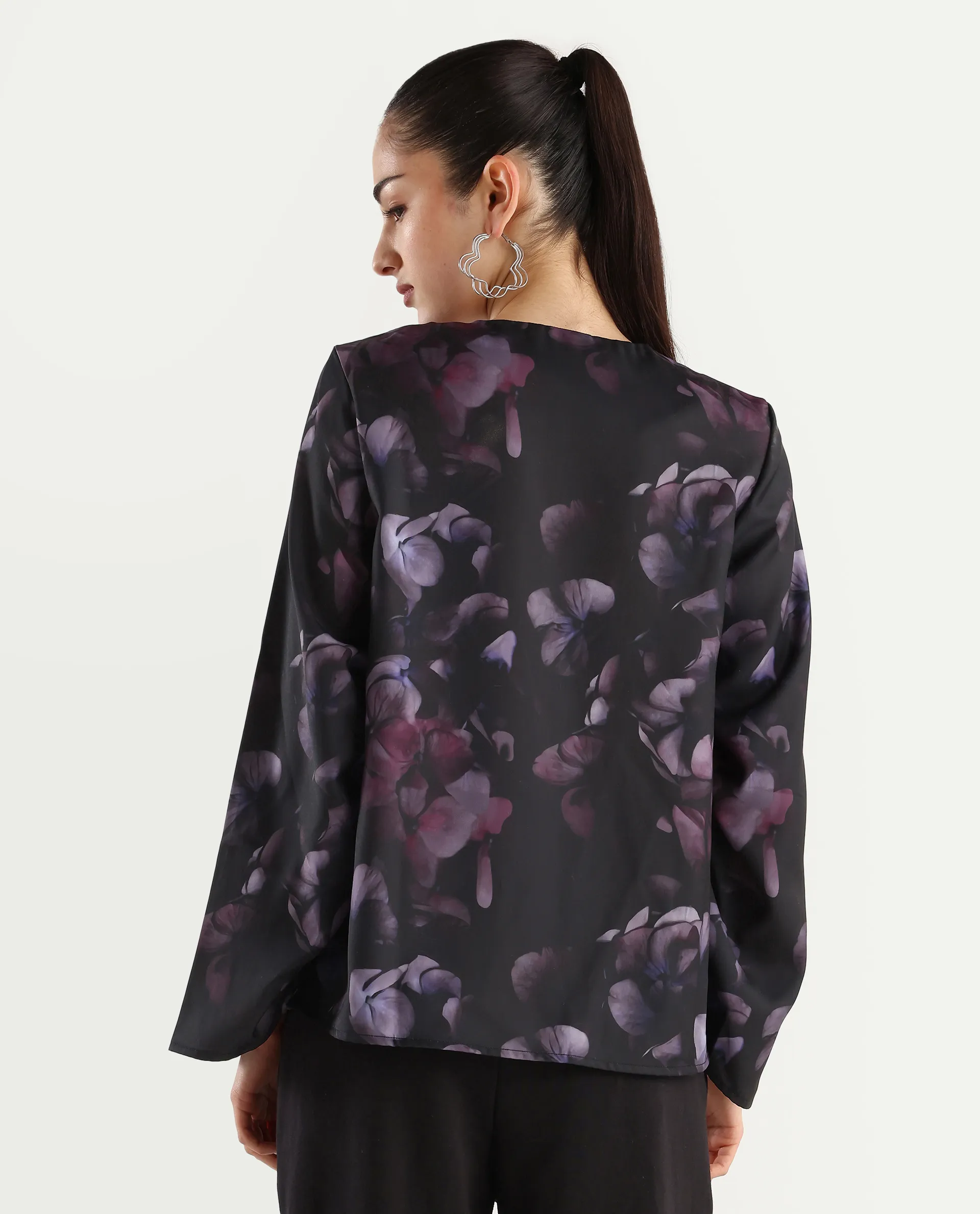 Rareism Women's Kiko Multi Polyester Crew Neck Floral Print Volume Sleeve Regular Fit Top - Image 8
