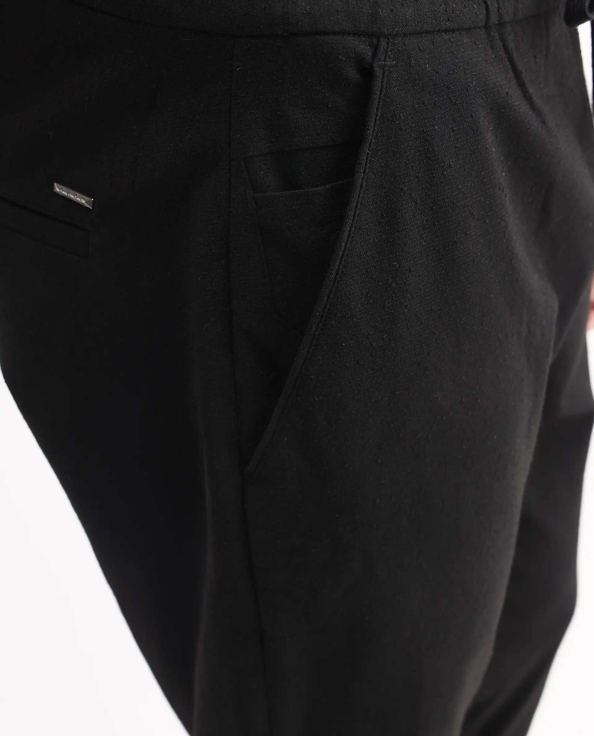 Rare Rabbit Men's Kikos-B Black Polyester Plain Regular Fit Trouser - Image 6
