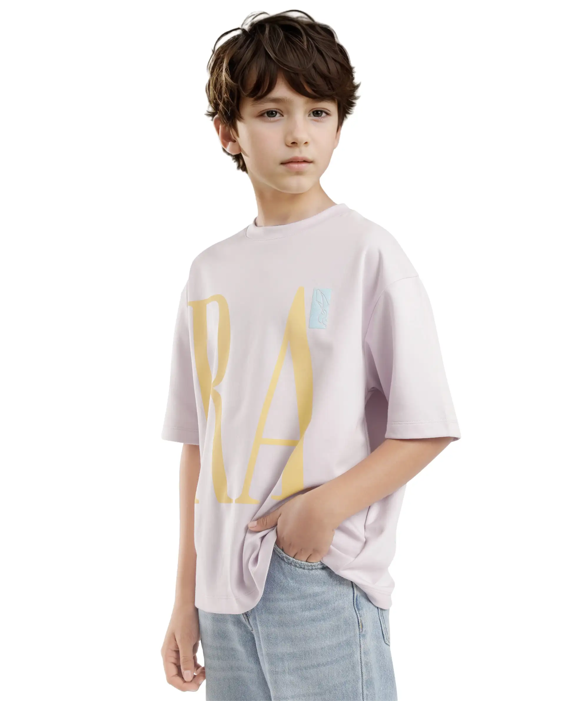 Rare Ones Kids Kin Purple Cotton Half Sleeves Crew Neck Oversized Fit Graphic Print T-Shirt - Image 8