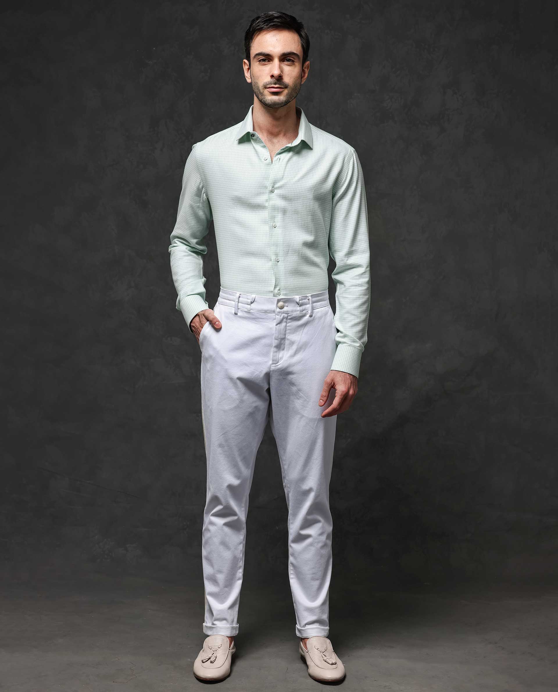 Rare Rabbit Men's Kinate Pastel Green Cotton Checked Print Regular Fit Full Sleeve Collared Shirt - Image 2