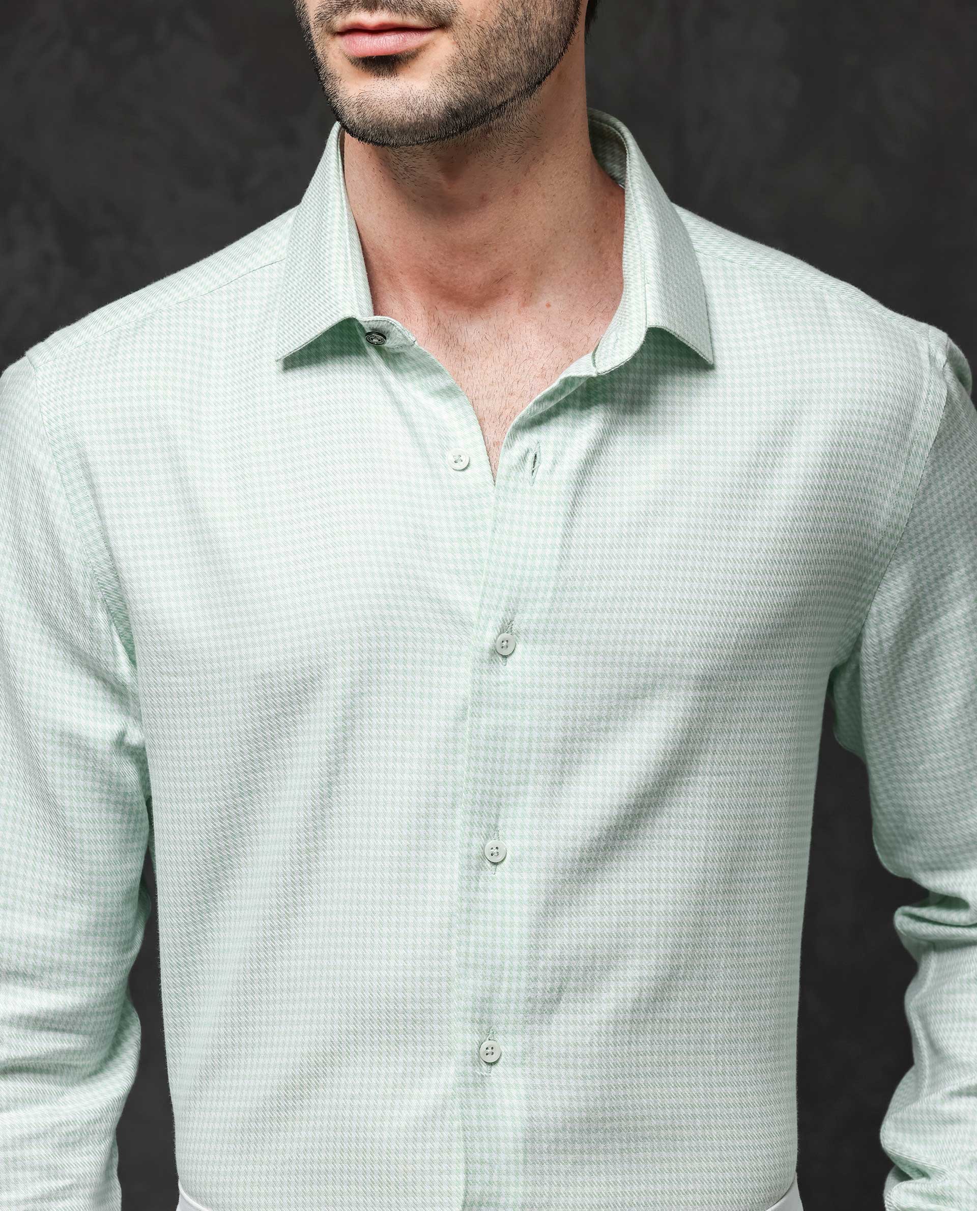 Rare Rabbit Men's Kinate Pastel Green Cotton Checked Print Regular Fit Full Sleeve Collared Shirt - Image 5
