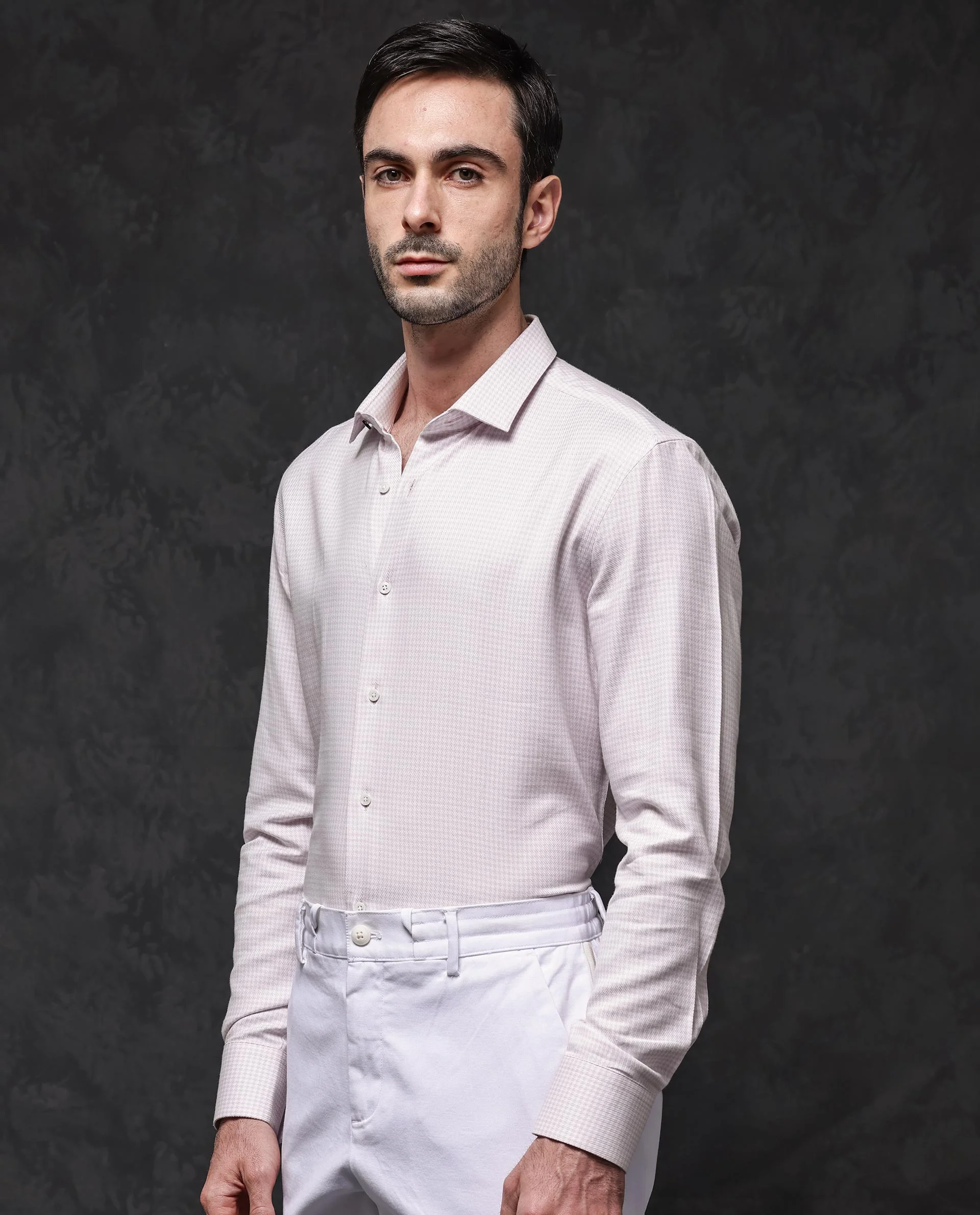 Rare Rabbit Men's Kinate Pastel Pink Cotton Checked Print Regular Fit Full Sleeve Collared Shirt - Image 10