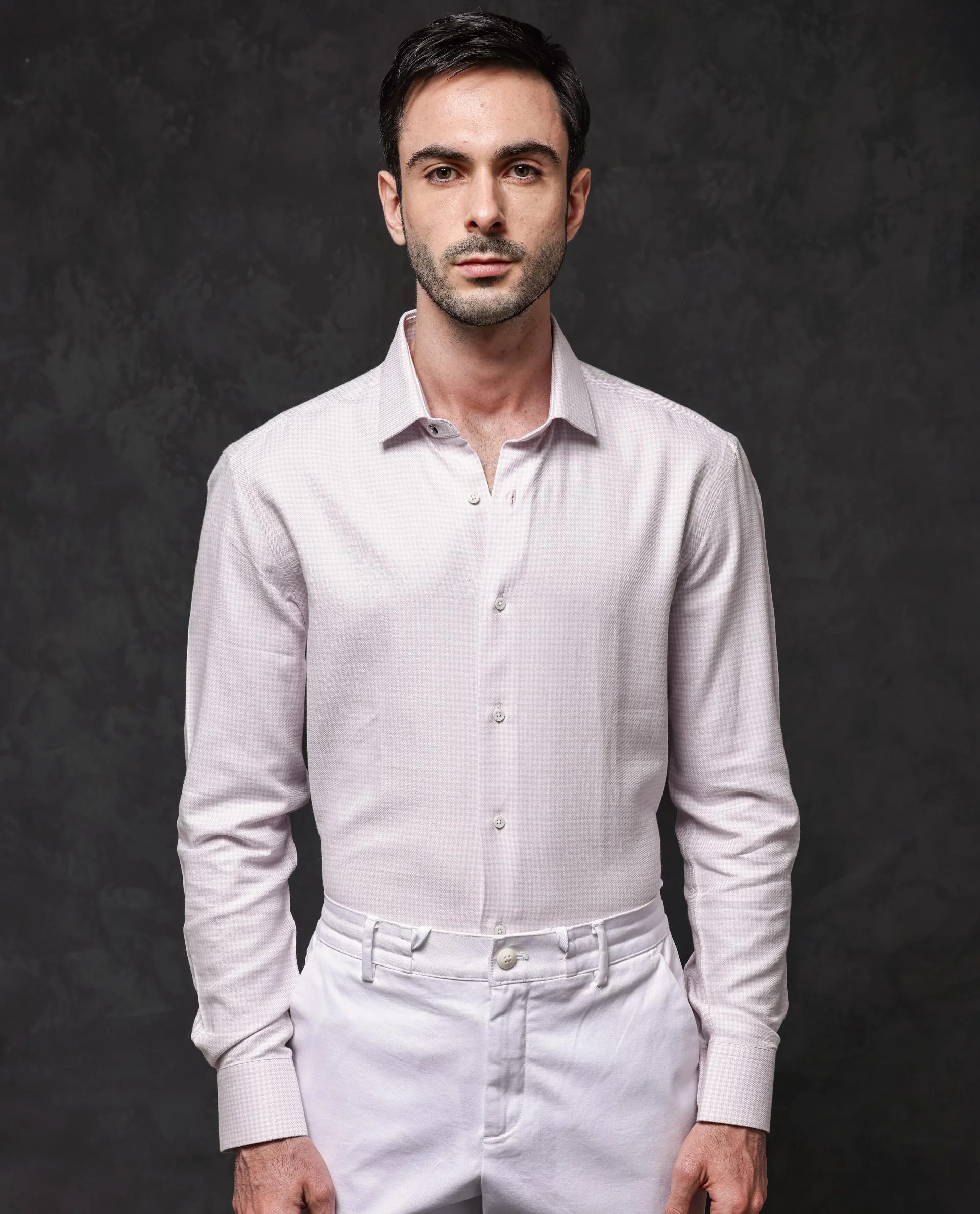Rare Rabbit Men's Kinate Pastel Pink Cotton Checked Print Regular Fit Full Sleeve Collared Shirt - Image 5