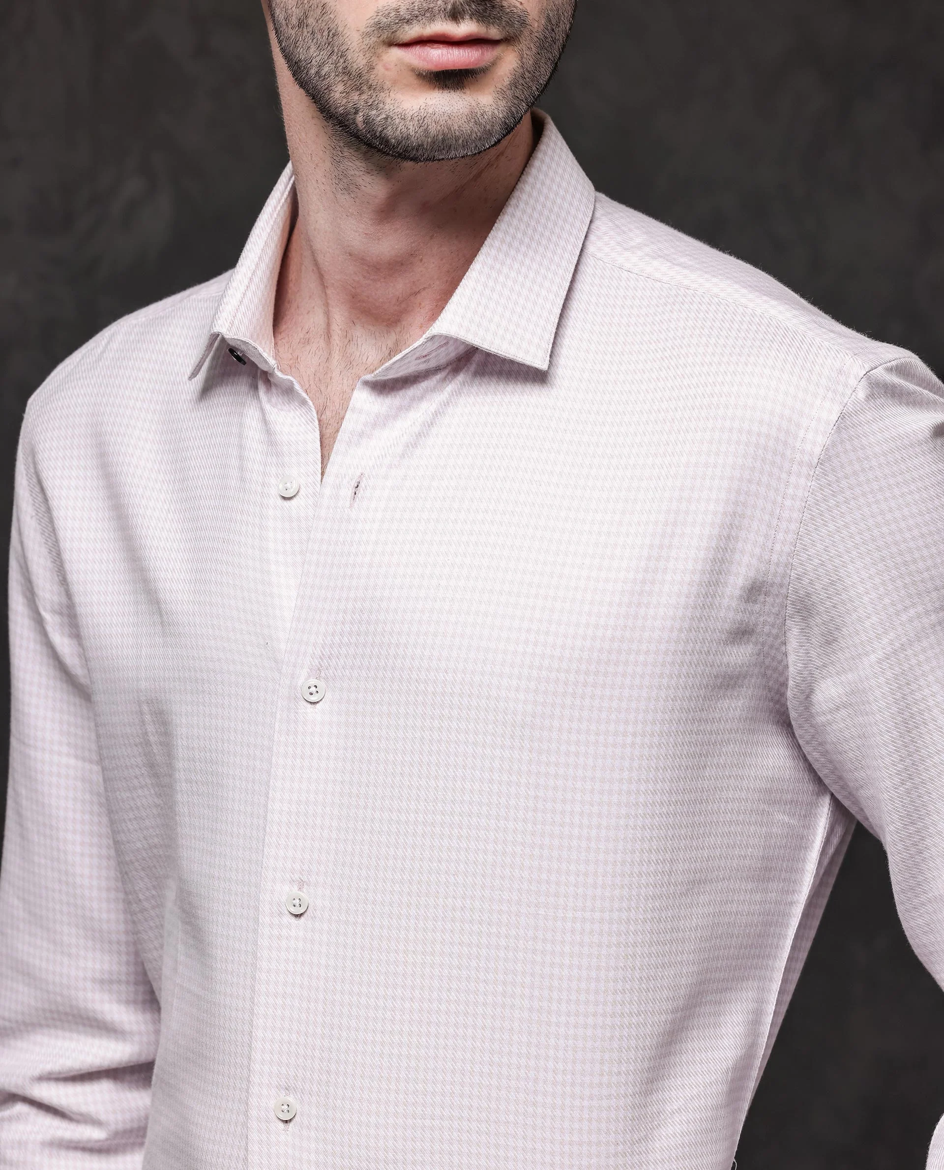 Rare Rabbit Men's Kinate Pastel Pink Cotton Checked Print Regular Fit Full Sleeve Collared Shirt - Image 6
