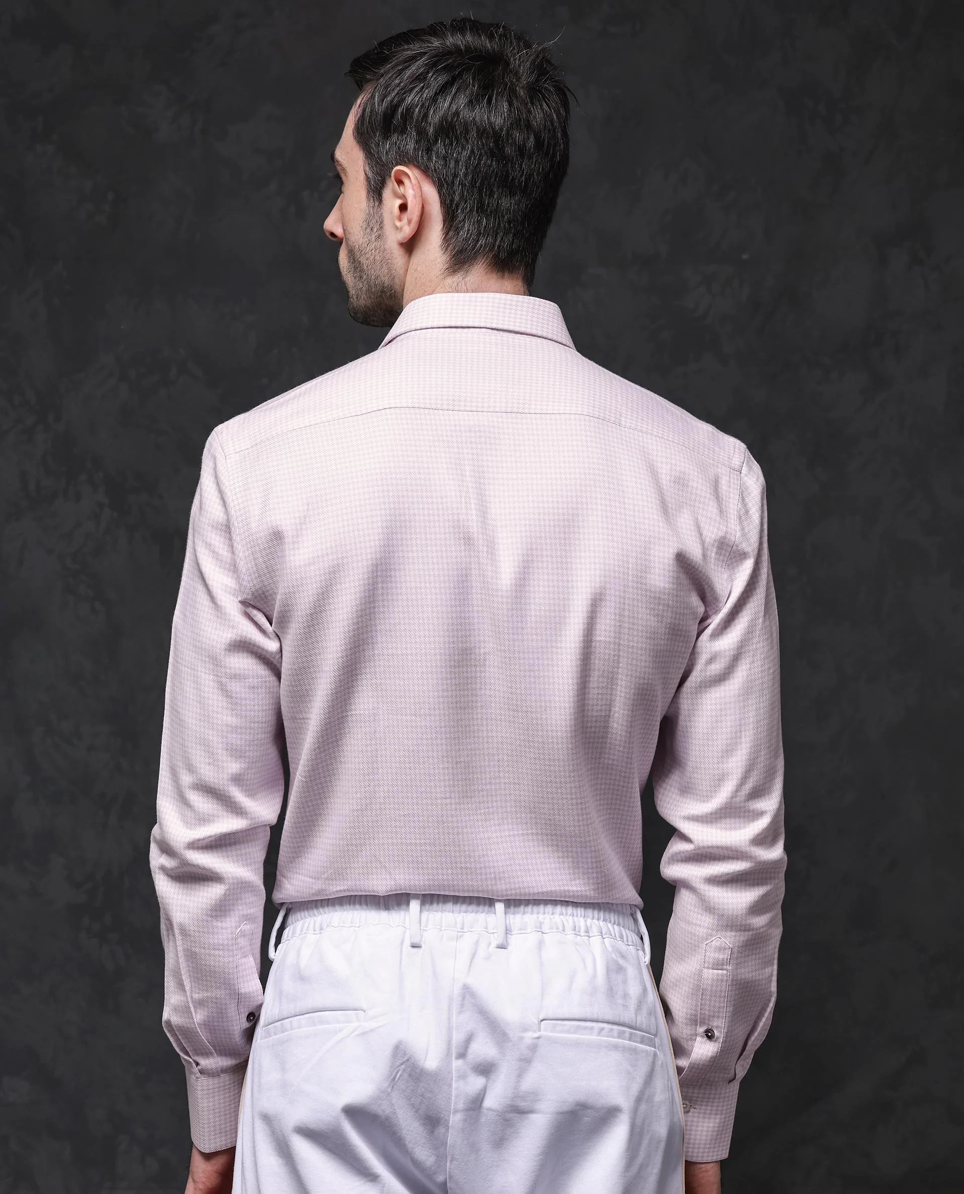 Rare Rabbit Men's Kinate Pastel Pink Cotton Checked Print Regular Fit Full Sleeve Collared Shirt - Image 7