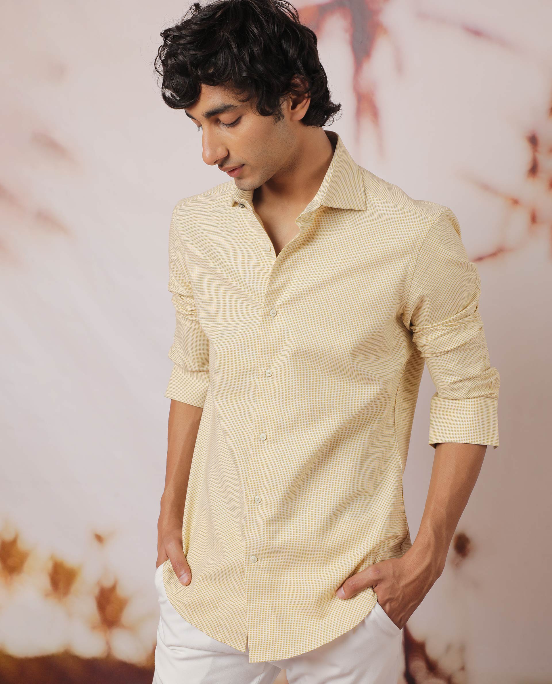 Rare Rabbit Men's Kings Yellow Cotton Checked Print Regular Fit Full Sleeve Collared Shirt - Image 5