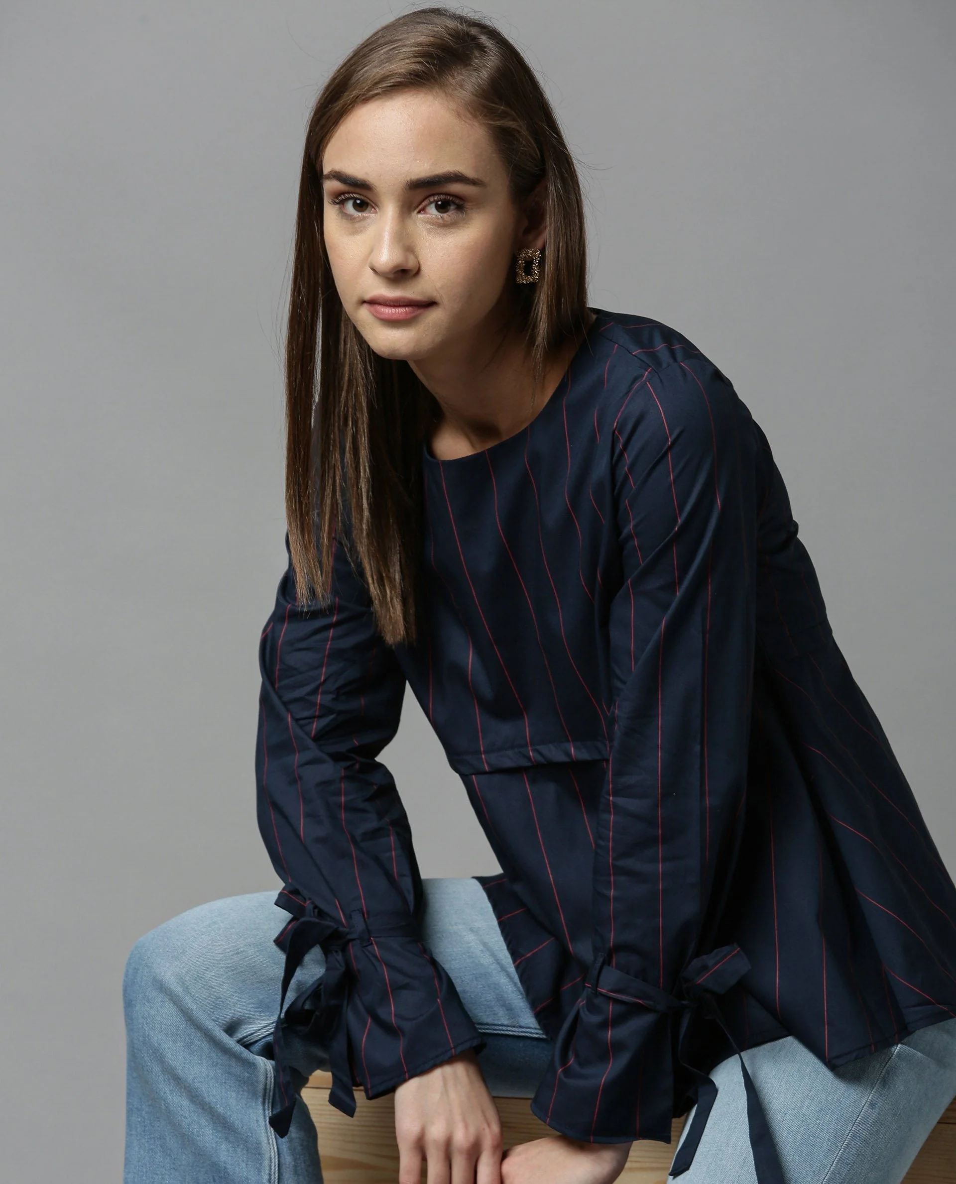 Rareism Women Kira Navy Top Full Sleeves - Image 2