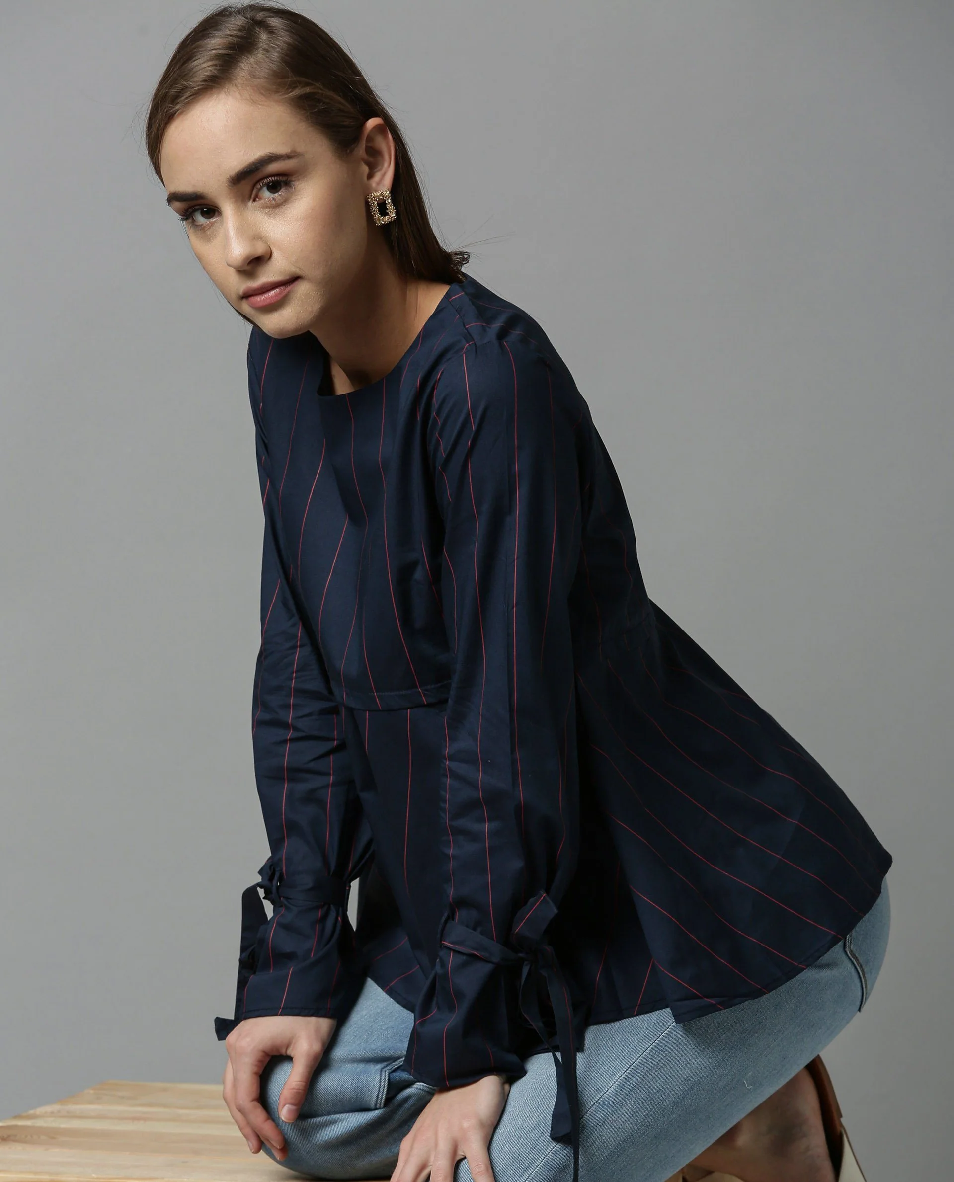 Rareism Women Kira Navy Top Full Sleeves - Image 3