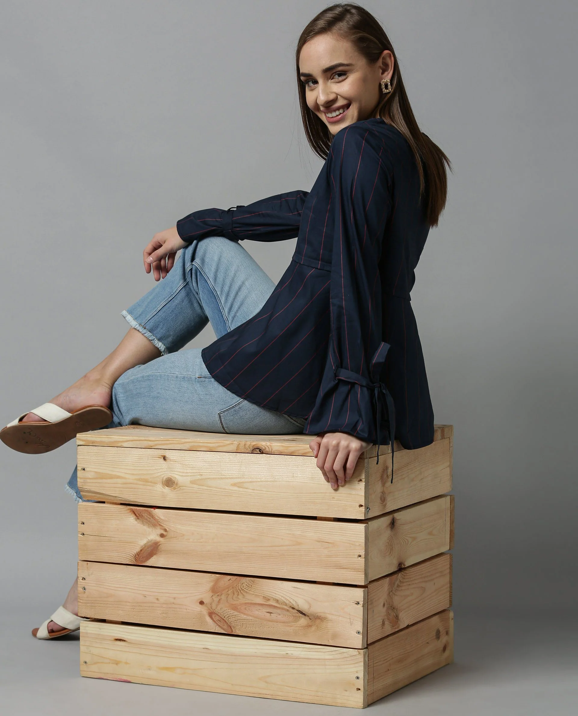Rareism Women Kira Navy Top Full Sleeves - Image 6