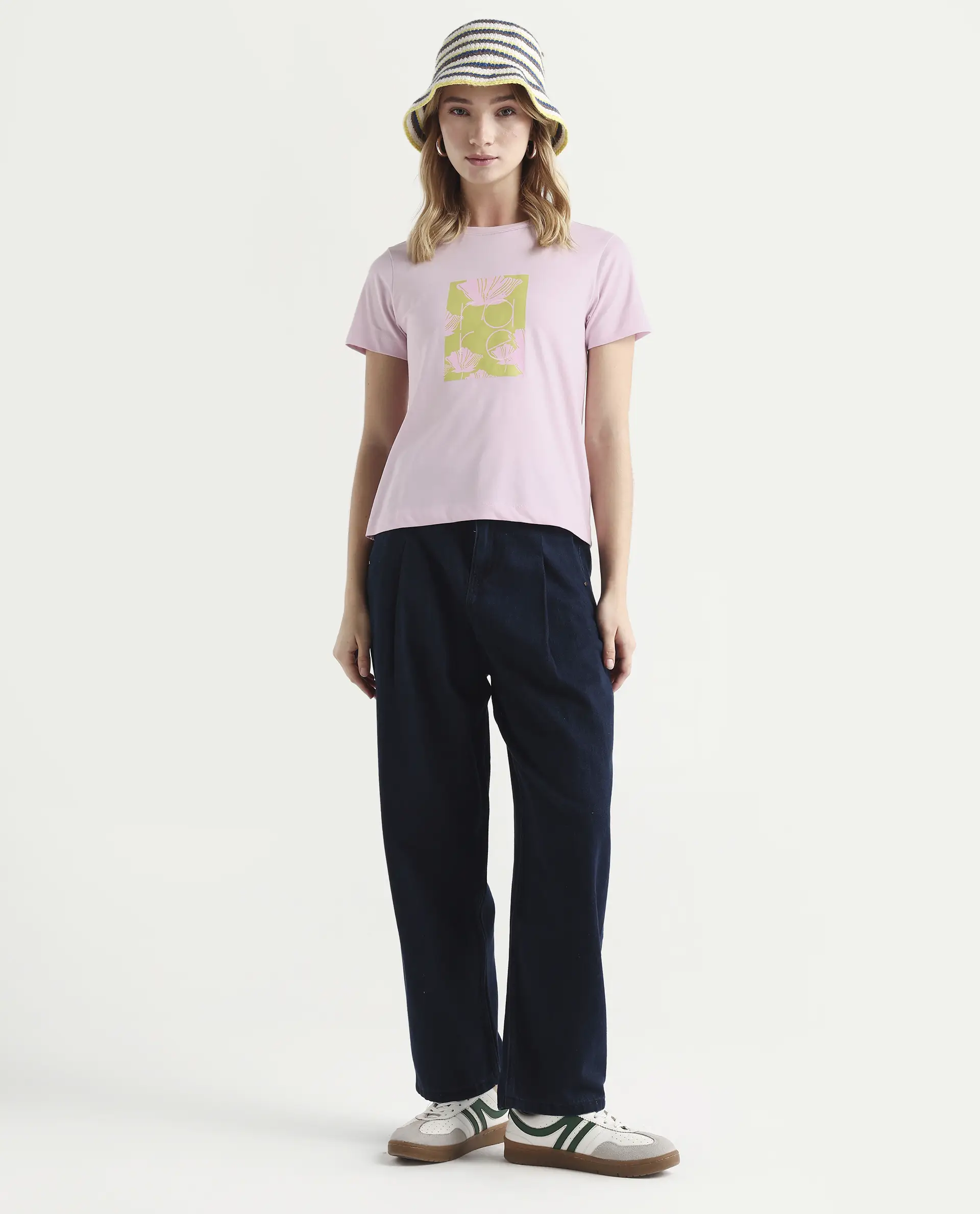 Rareism Women's Kirk Pink Cotton Crew Neck Graphic Print Regular Fit T-Shirt - Image 2