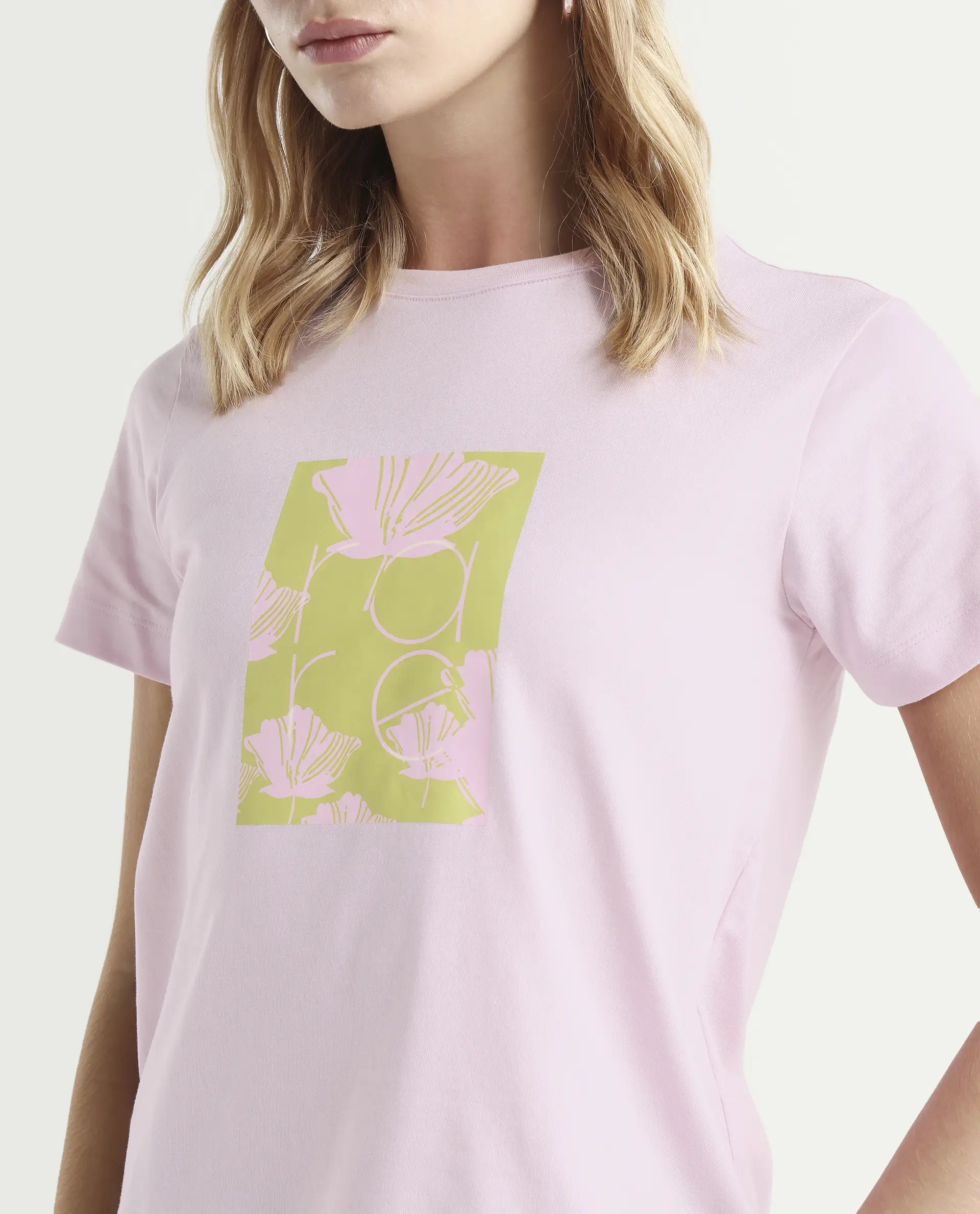 Rareism Women's Kirk Pink Cotton Crew Neck Graphic Print Regular Fit T-Shirt - Image 4