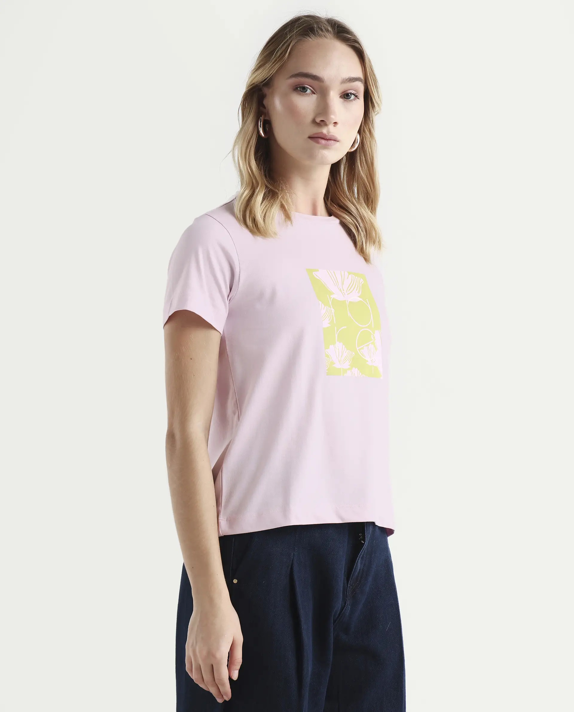 Rareism Women's Kirk Pink Cotton Crew Neck Graphic Print Regular Fit T-Shirt - Image 5