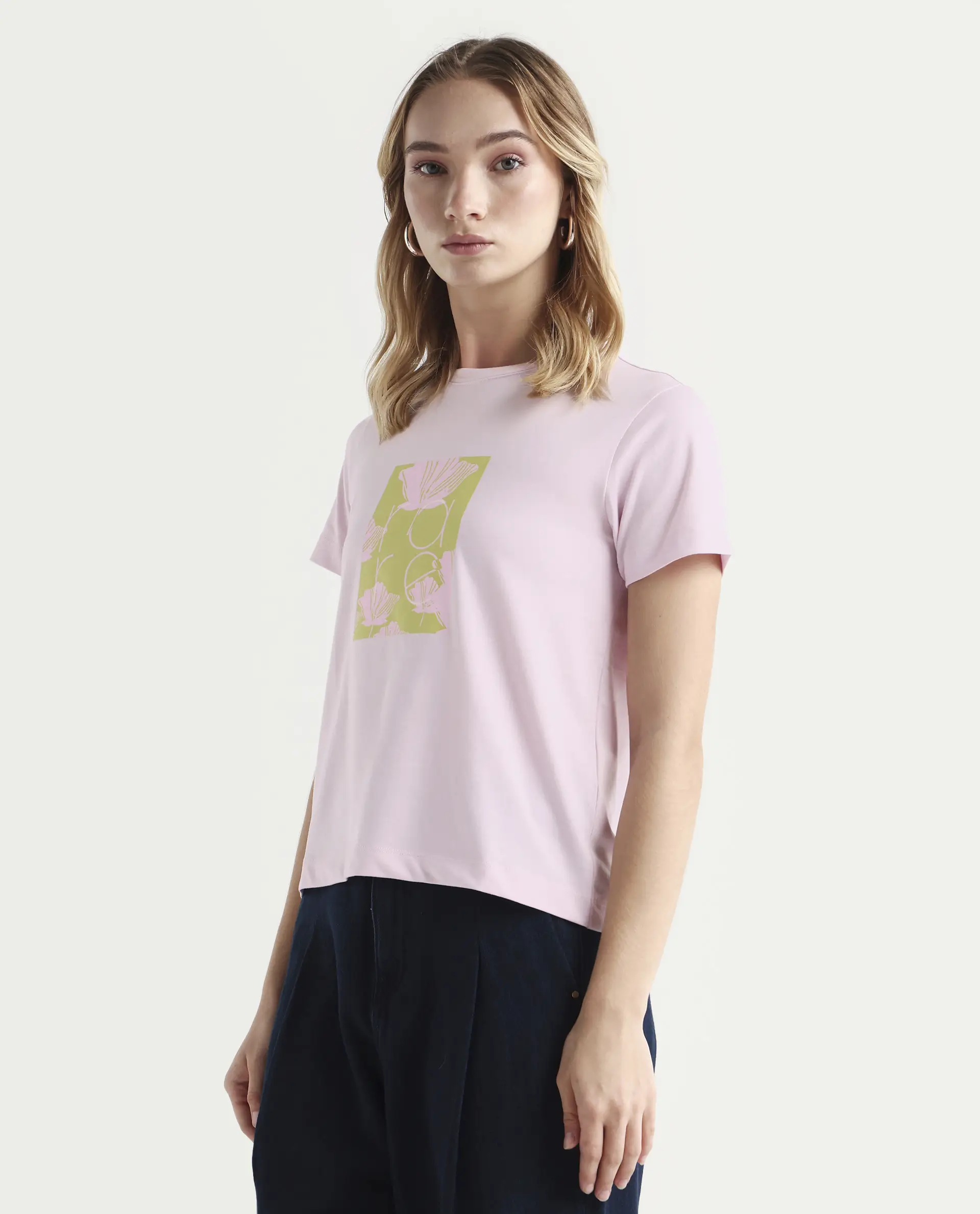 Rareism Women's Kirk Pink Cotton Crew Neck Graphic Print Regular Fit T-Shirt - Image 6