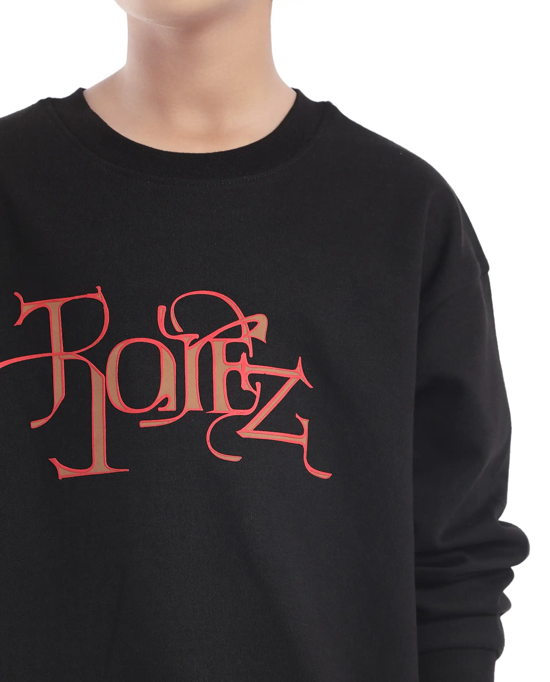 Rare Ones Kids Kiro Black Cotton Full Sleeves Crew Neck Graphic Print Sweatshirt - Image 3