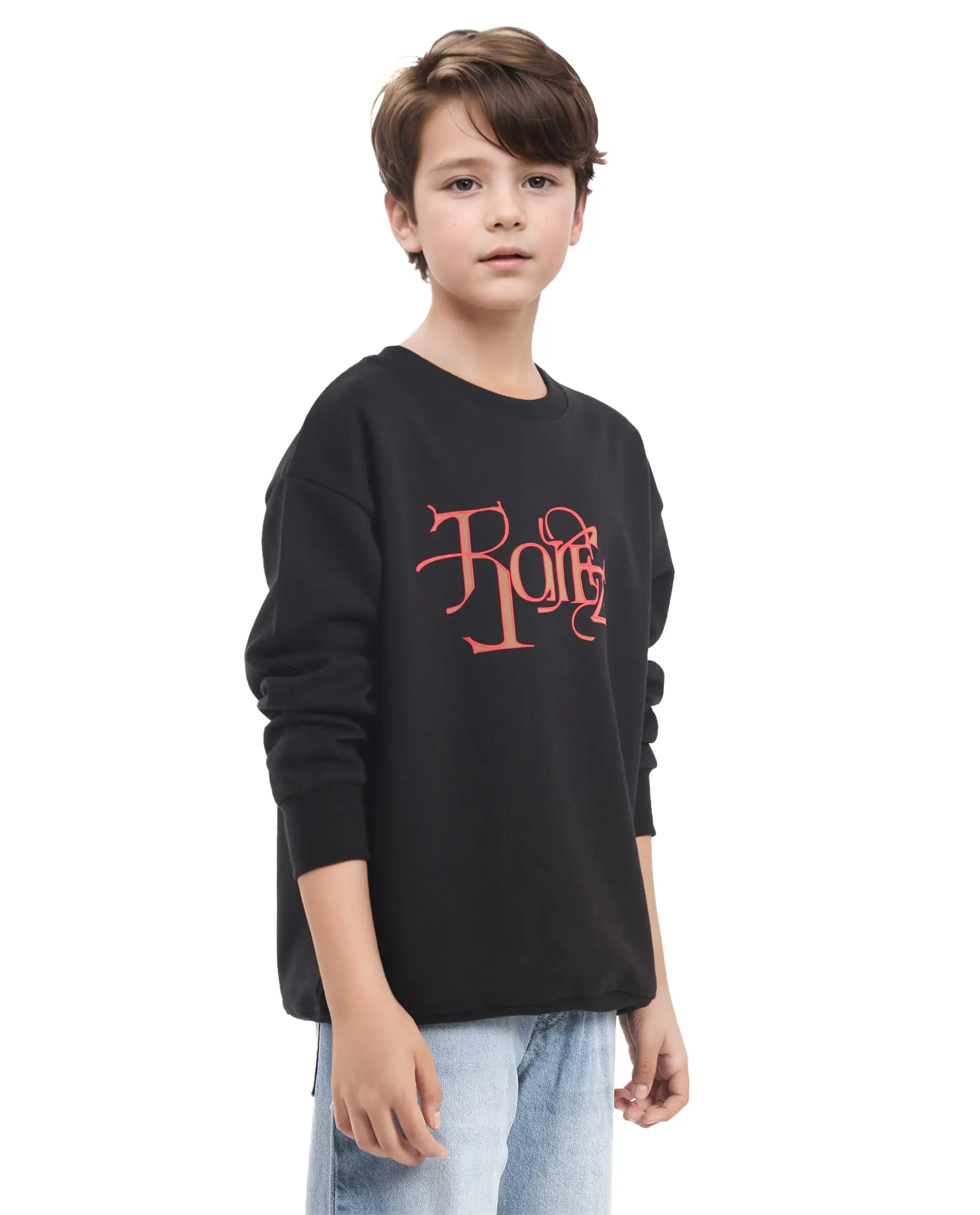 Rare Ones Kids Kiro Black Cotton Full Sleeves Crew Neck Graphic Print Sweatshirt - Image 7