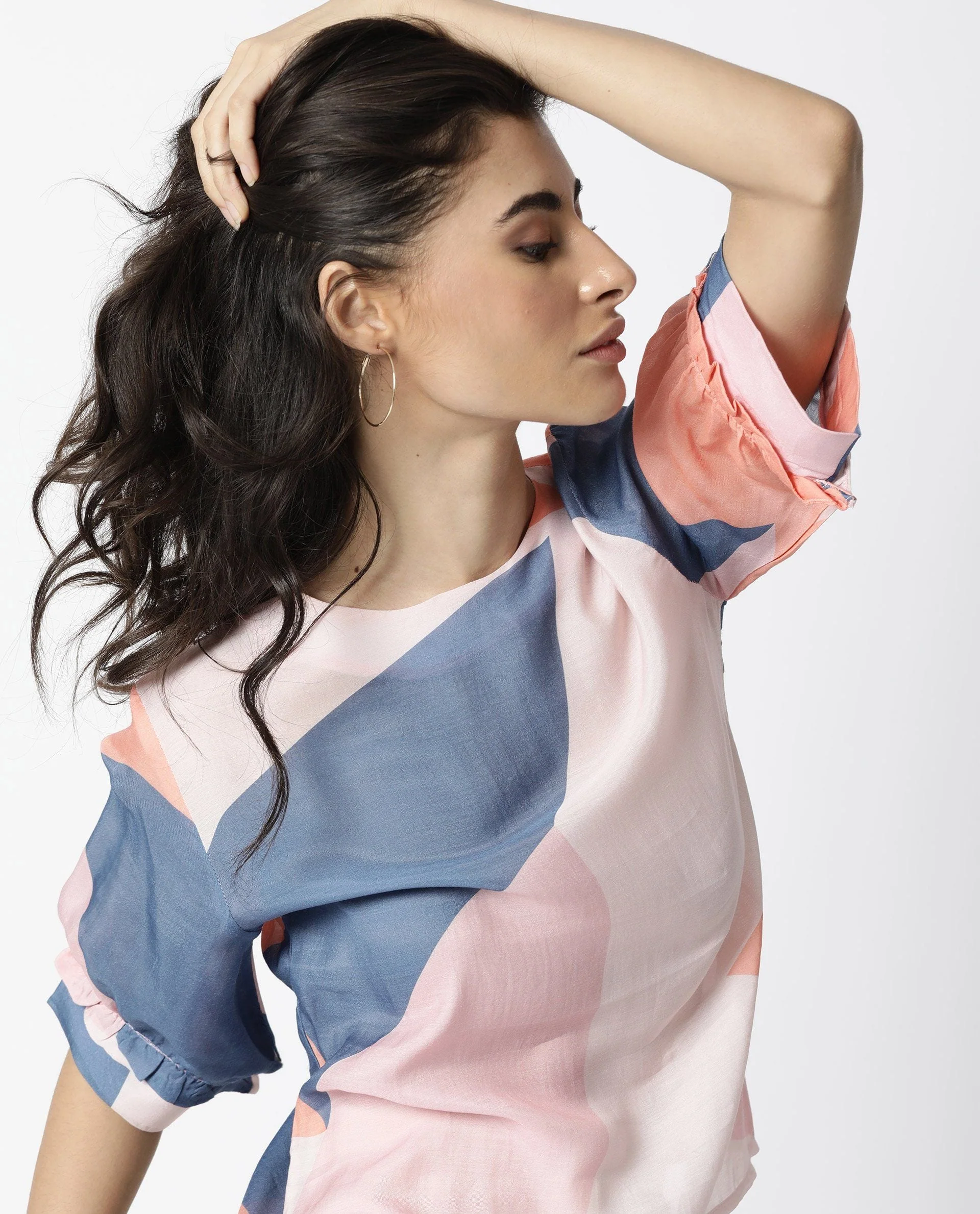 Rareism Women Kite Peach Top Short Sleeves Printed - Image 4