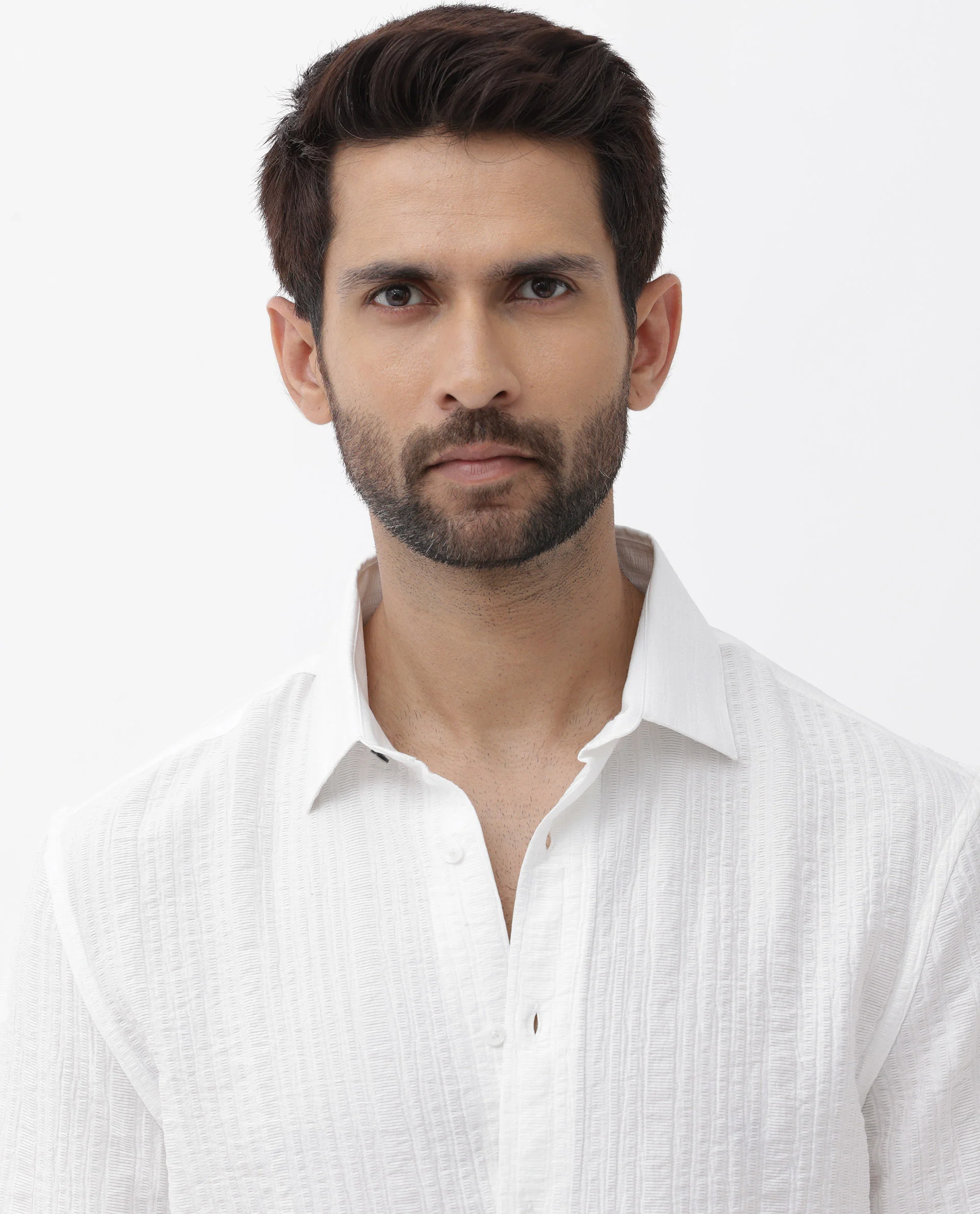 Rare Rabbit Men's Kith White Viscose Striped Print Boxy Fit Half Sleeve Collared Shirt - Image 4