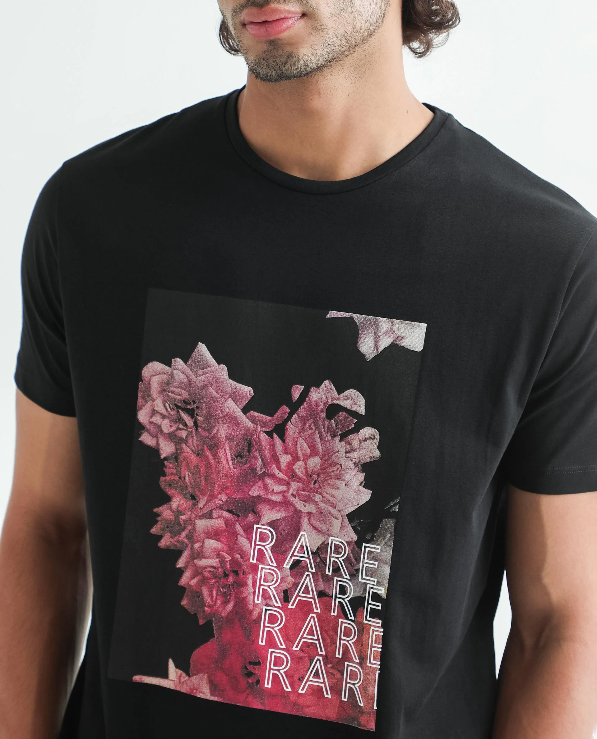 Rare Rabbit Men's Kiton Black Cotton Graphic Print Slim Fit Half Sleeve Crew Neck T-Shirt - Image 5