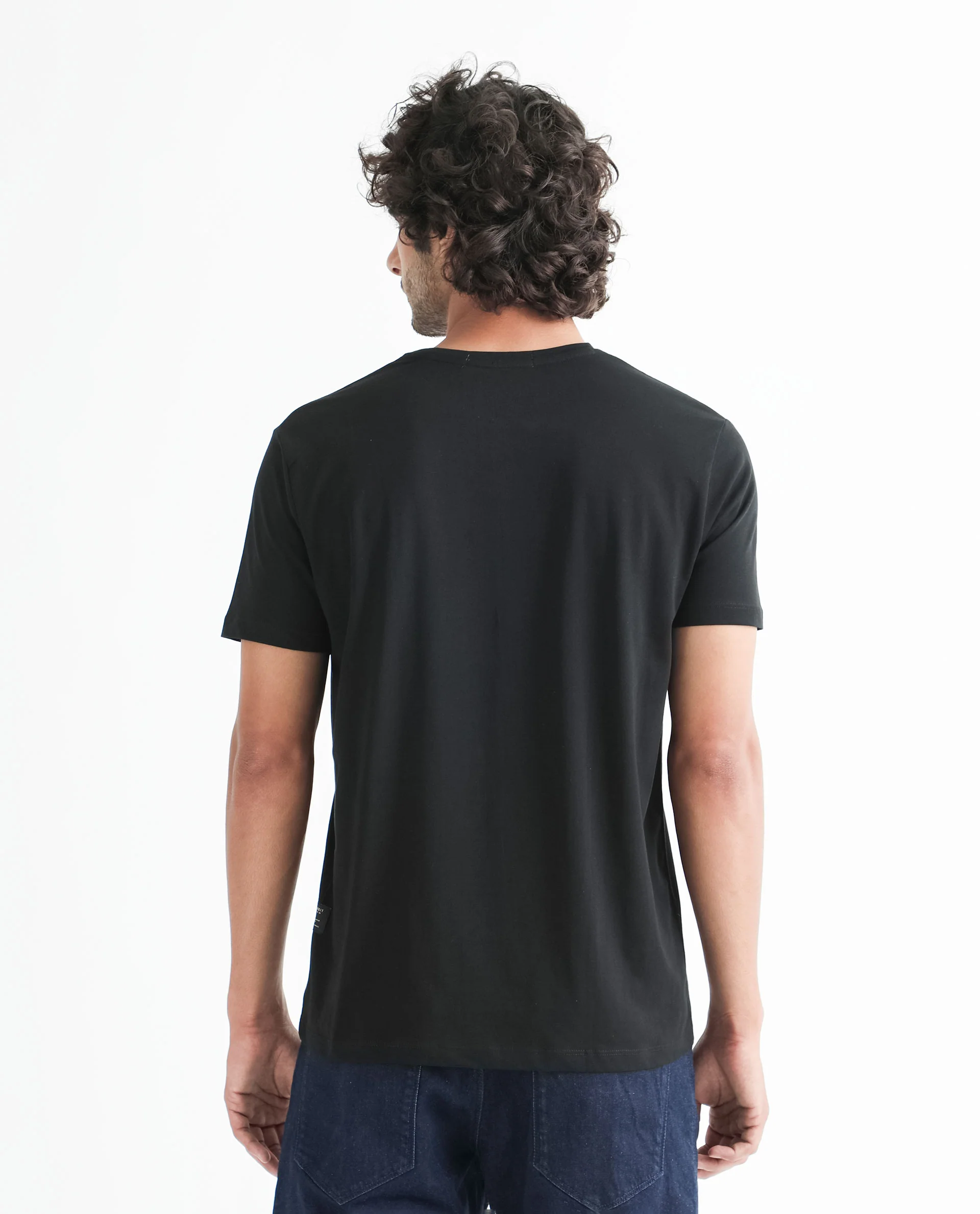 Rare Rabbit Men's Kiton Black Cotton Graphic Print Slim Fit Half Sleeve Crew Neck T-Shirt - Image 9