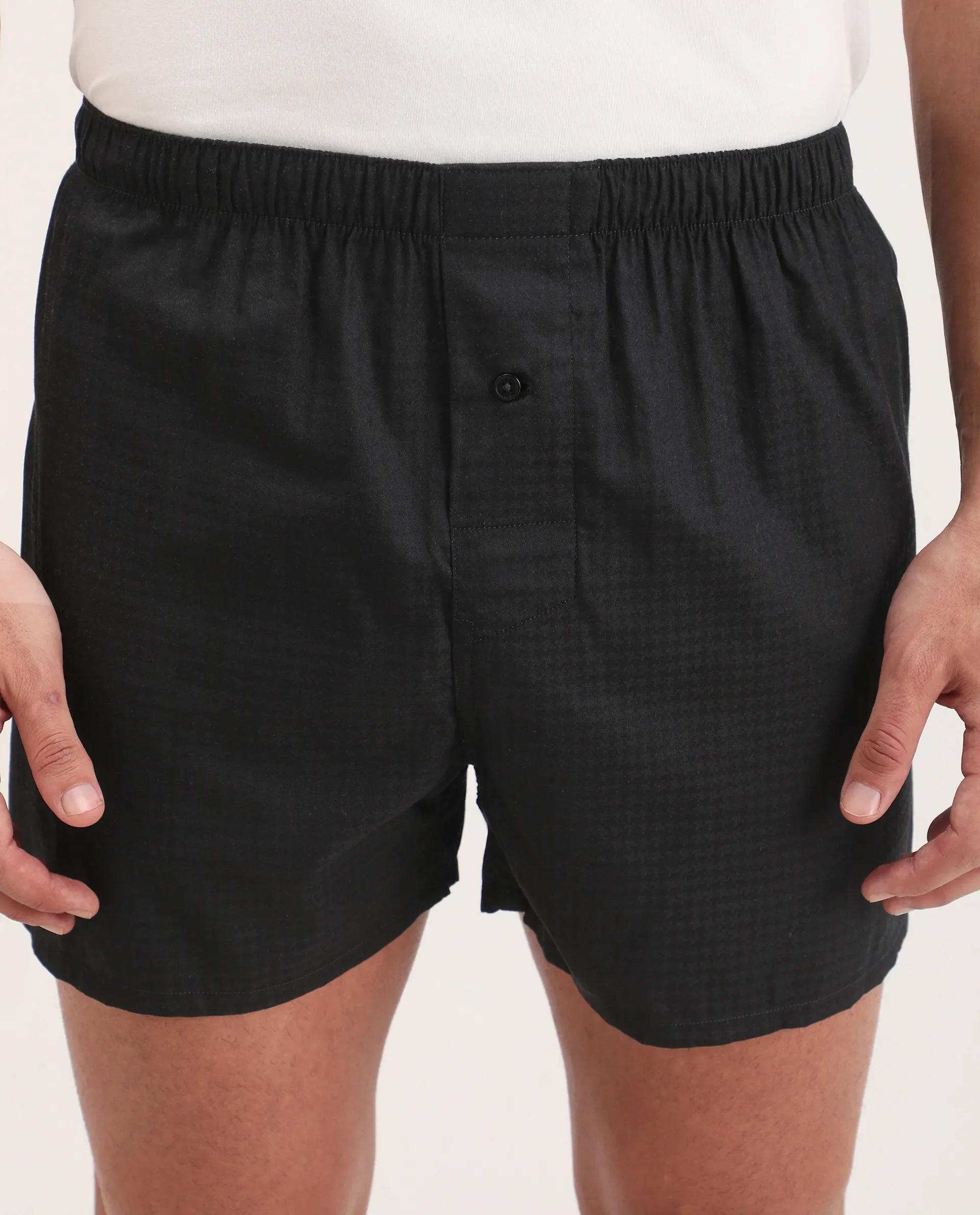 Rare Rabbit Men's Kiva Black Lyocell Regular Fit Checks Boxer - Image 2