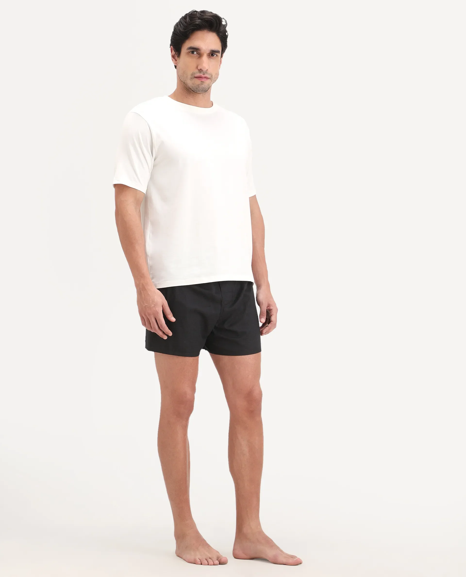 Rare Rabbit Men's Kiva Black Lyocell Regular Fit Checks Boxer - Image 6