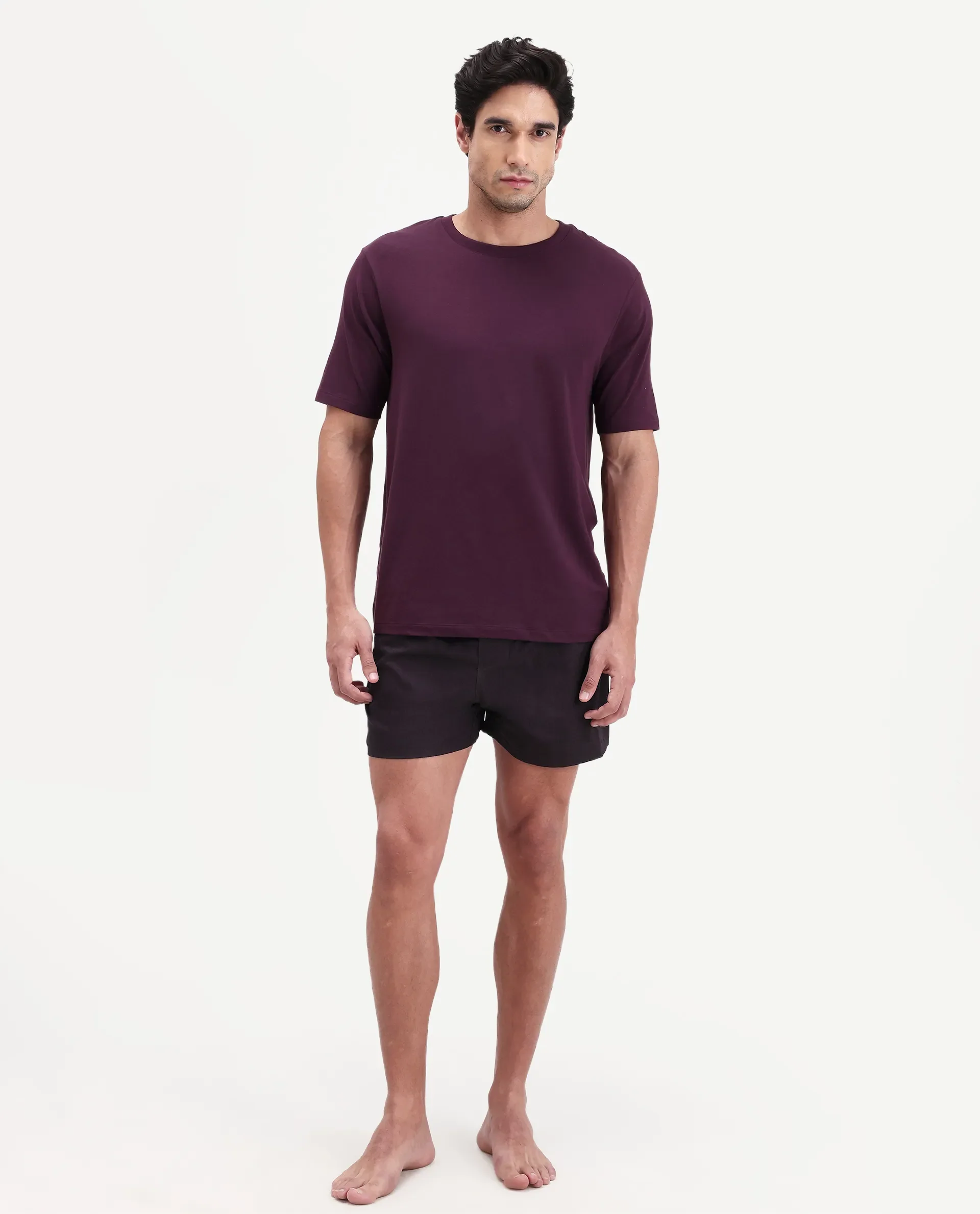 Rare Rabbit Men's Kiva Dark Maroon Lyocell Regular Fit Checks Boxer - Image 4