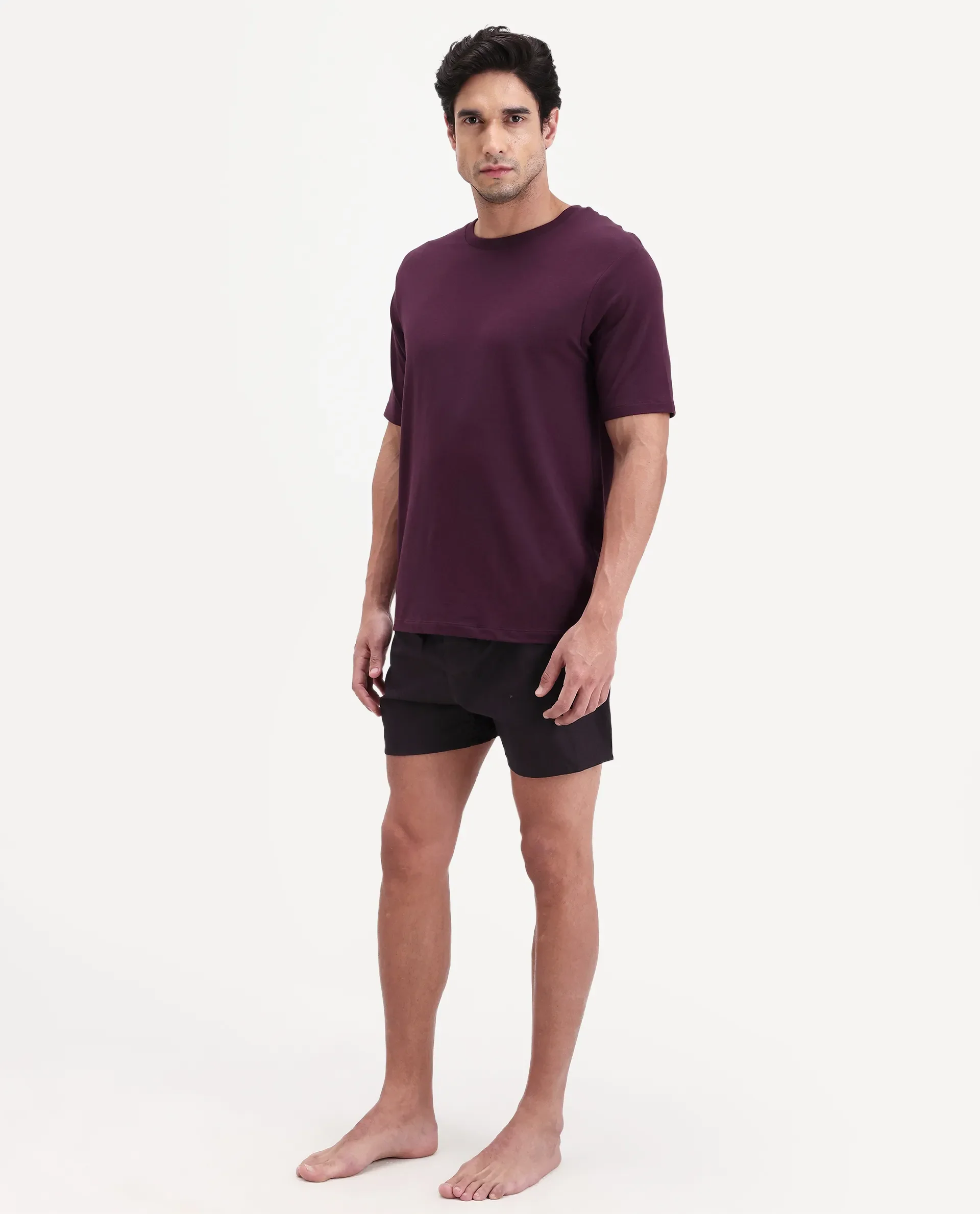 Rare Rabbit Men's Kiva Dark Maroon Lyocell Regular Fit Checks Boxer - Image 5